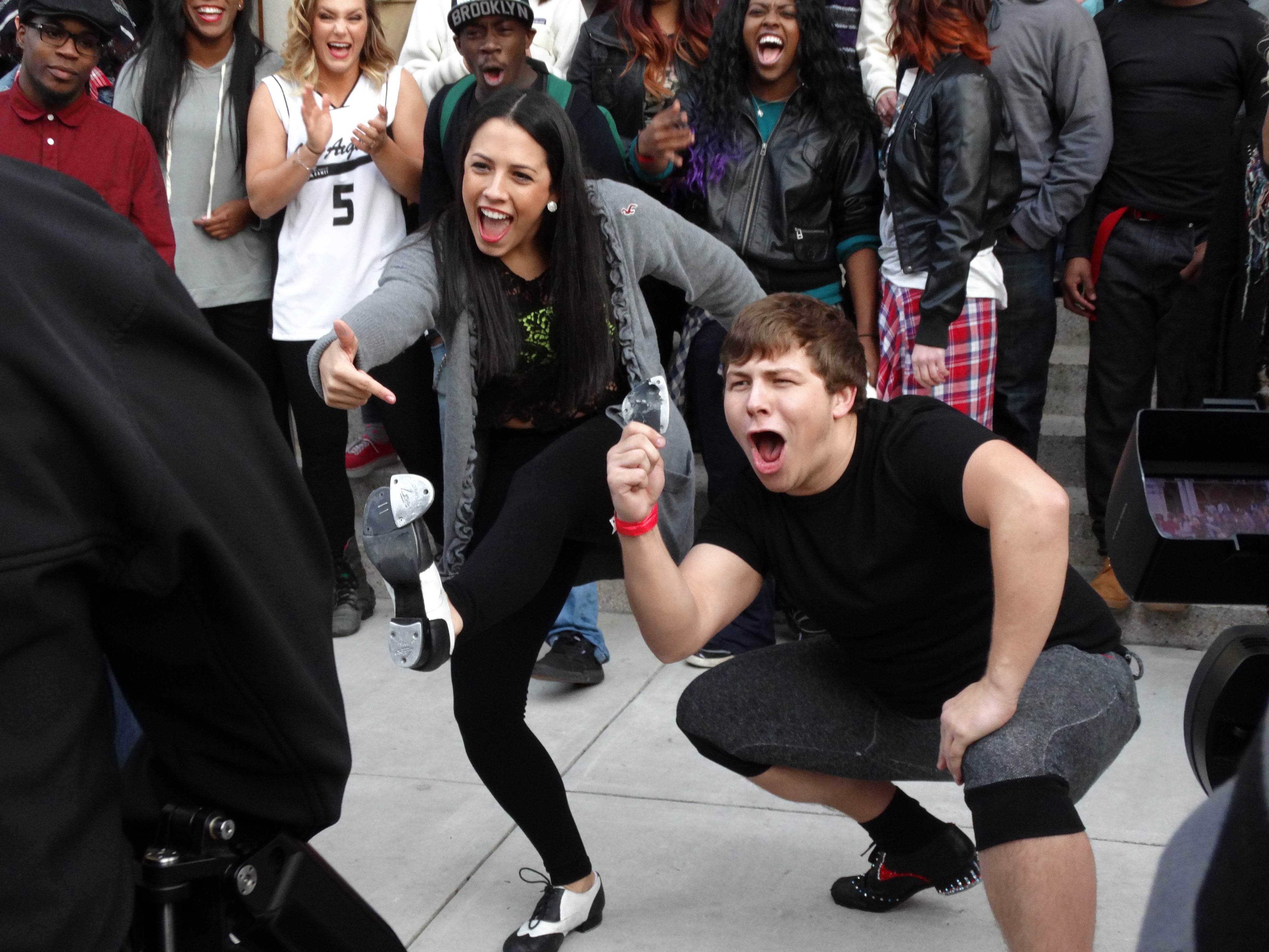 Tap dancers Natalie Santa Cruz (left) of Orlando and Alex Preston of Greenville, S.C. are both first time tryout dancers.
