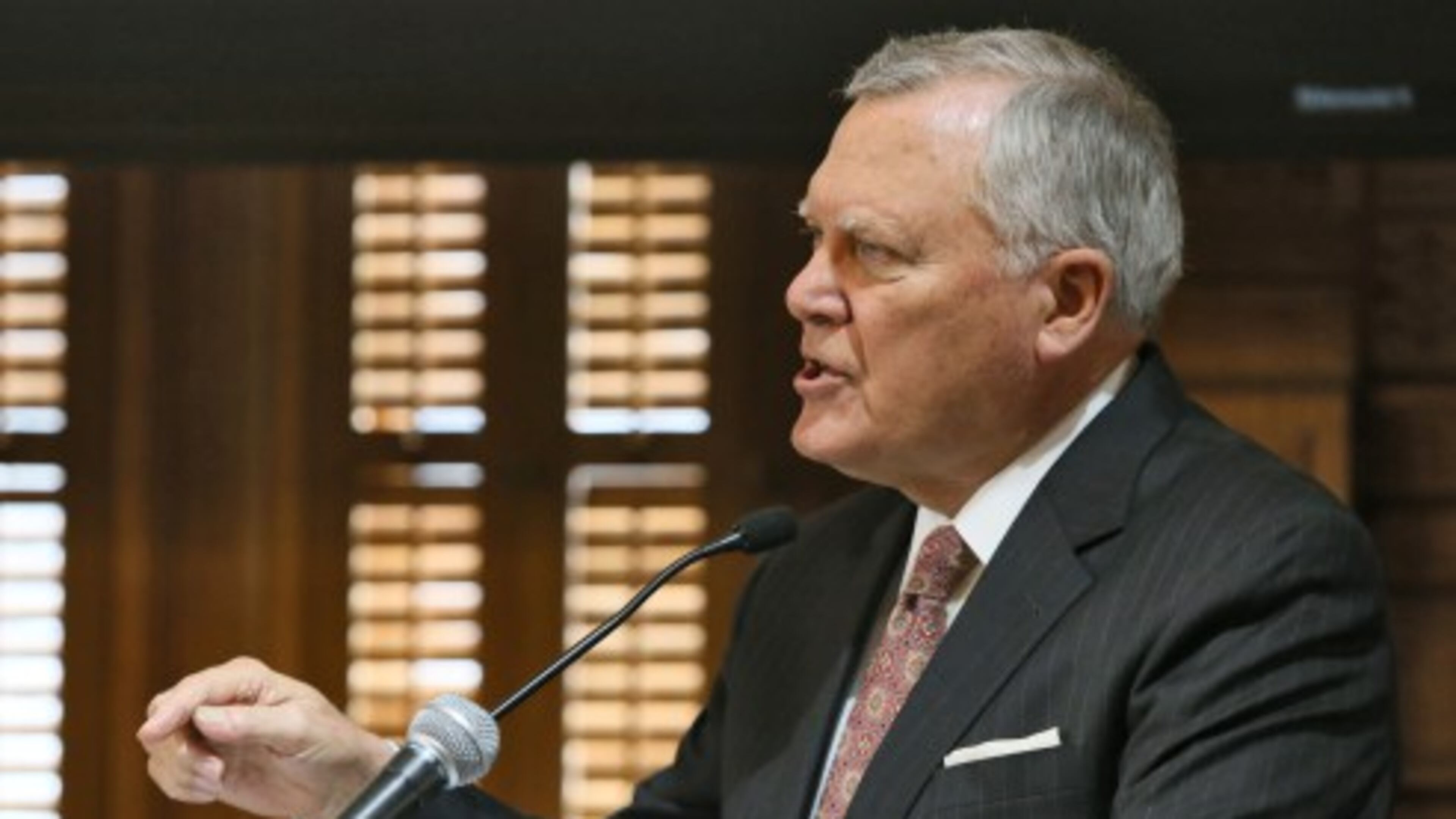 Gov. Nathan Deal addressing the House and Senate appropriations committee in January.
