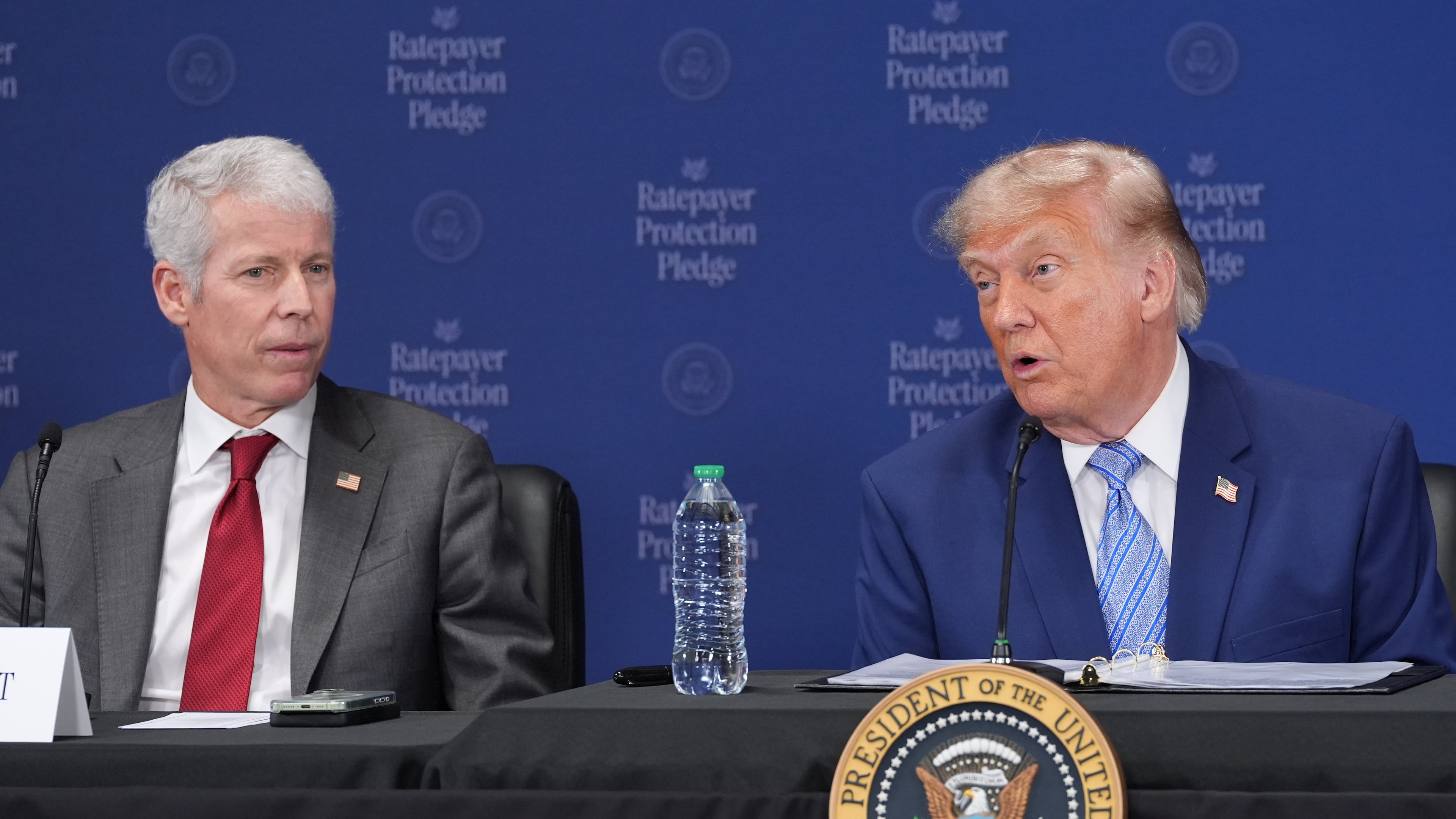 President Donald Trump speaks at the Environmental Protection Agency, Thursday, July 23, 2026, in Washington, as Energy Secretary Chris Wright listens. (Alex Brandon/AP)
