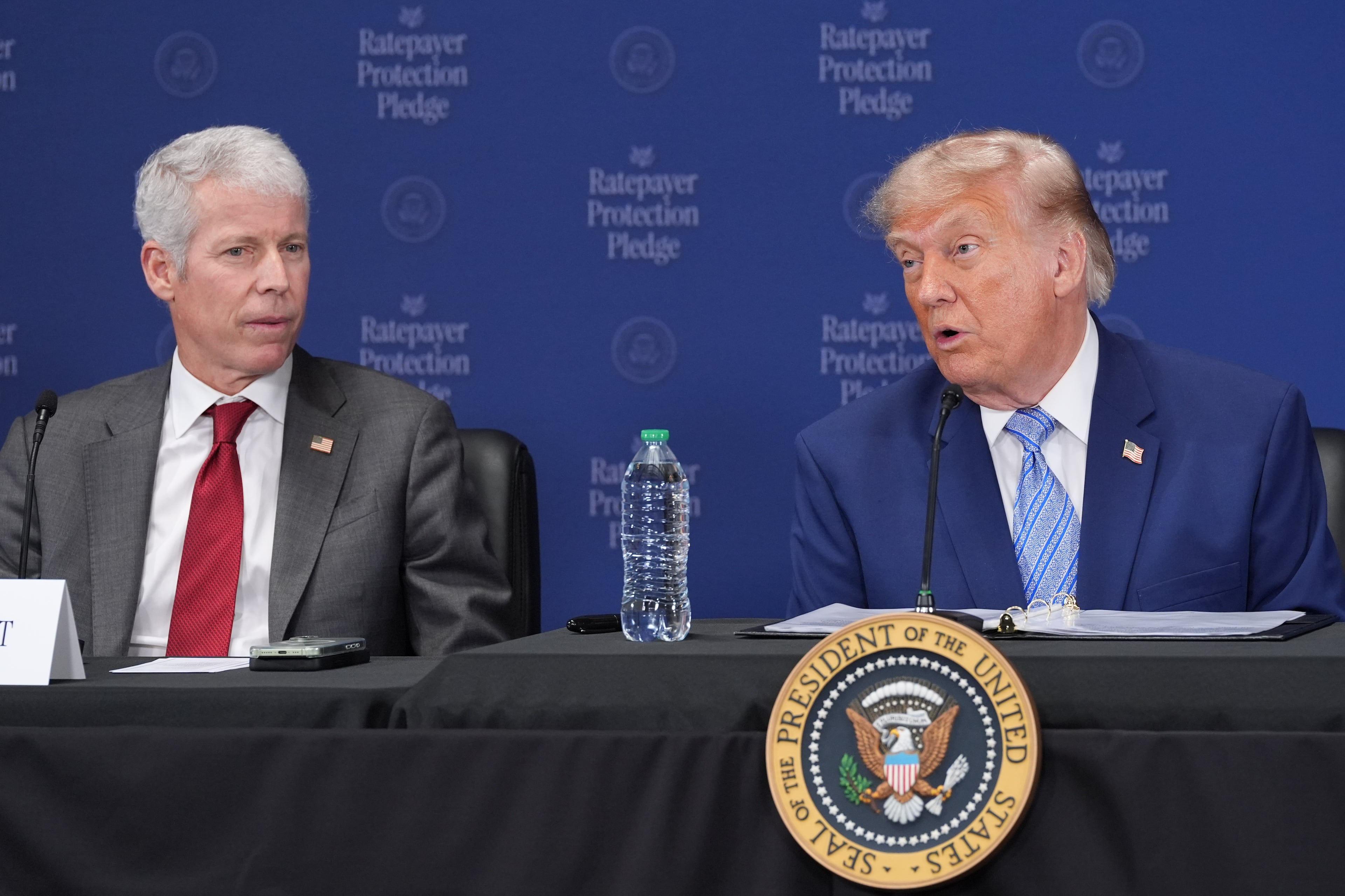 President Donald Trump speaks at the Environmental Protection Agency, Thursday, July 23, 2026, in Washington, as Energy Secretary Chris Wright listens. (Alex Brandon/AP)