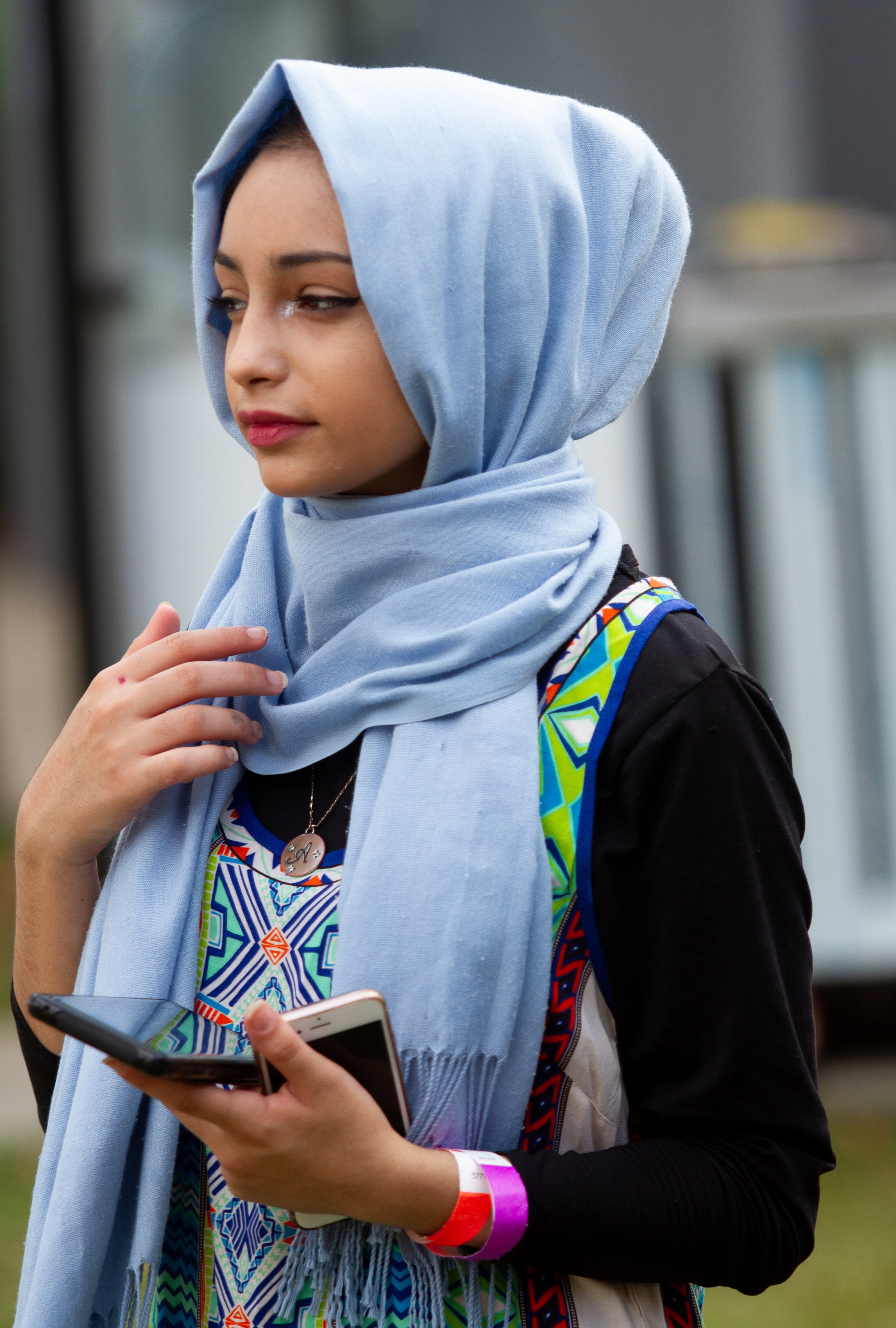 Dalaa Alshmali walks around the 14th annual Atlanta Arab Festival at the Alif Institute on Sunday, September 15, 2019. STEVE SCHAEFER / SPECIAL TO THE AJC