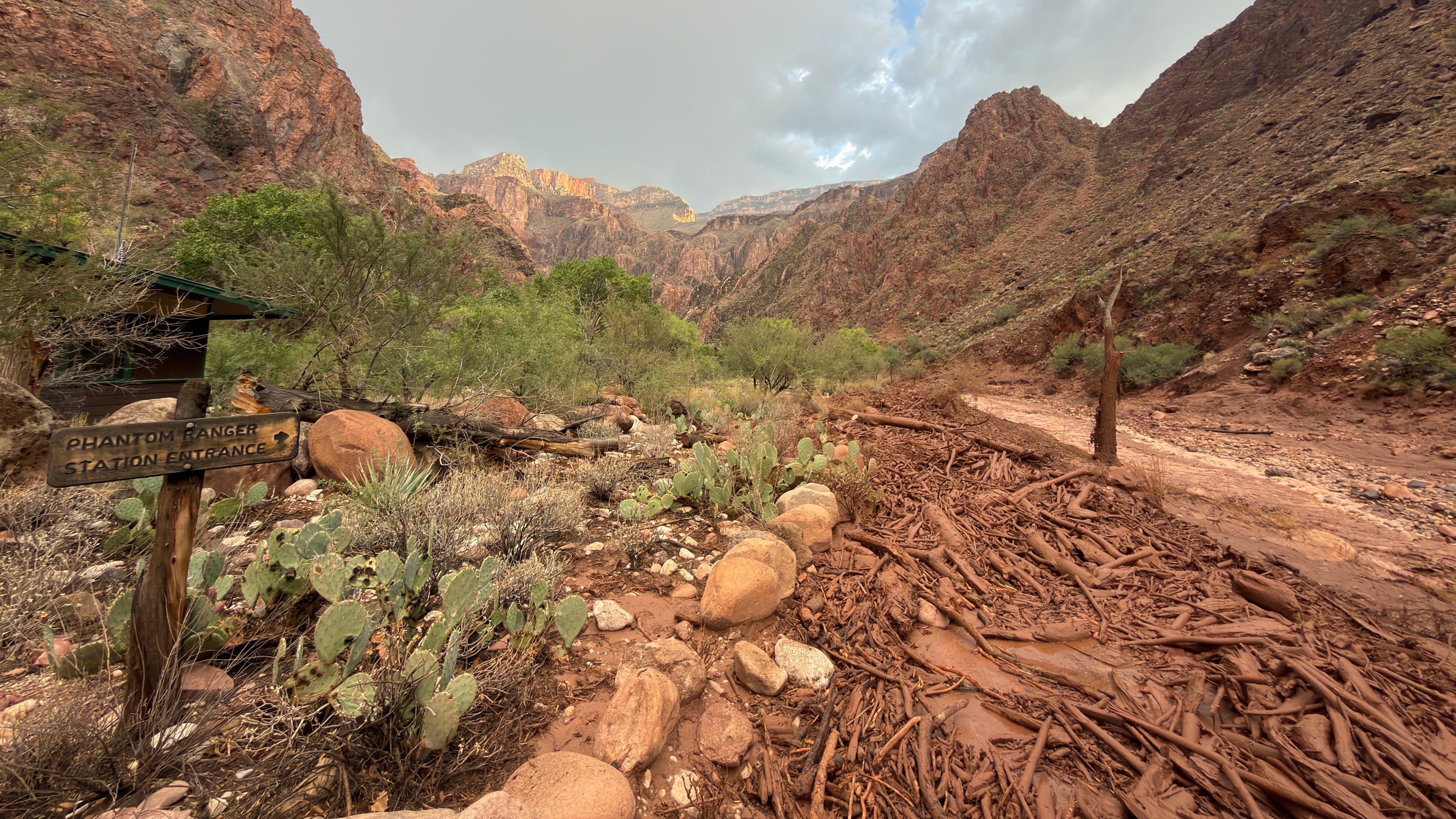 Bright Angel Creek near the Phantom Ranger Station in the Grand Canyon, Arizona, is seen after flash flooding from storms, Saturday, Aug. 29, 2026. (Parth Desai via AP)