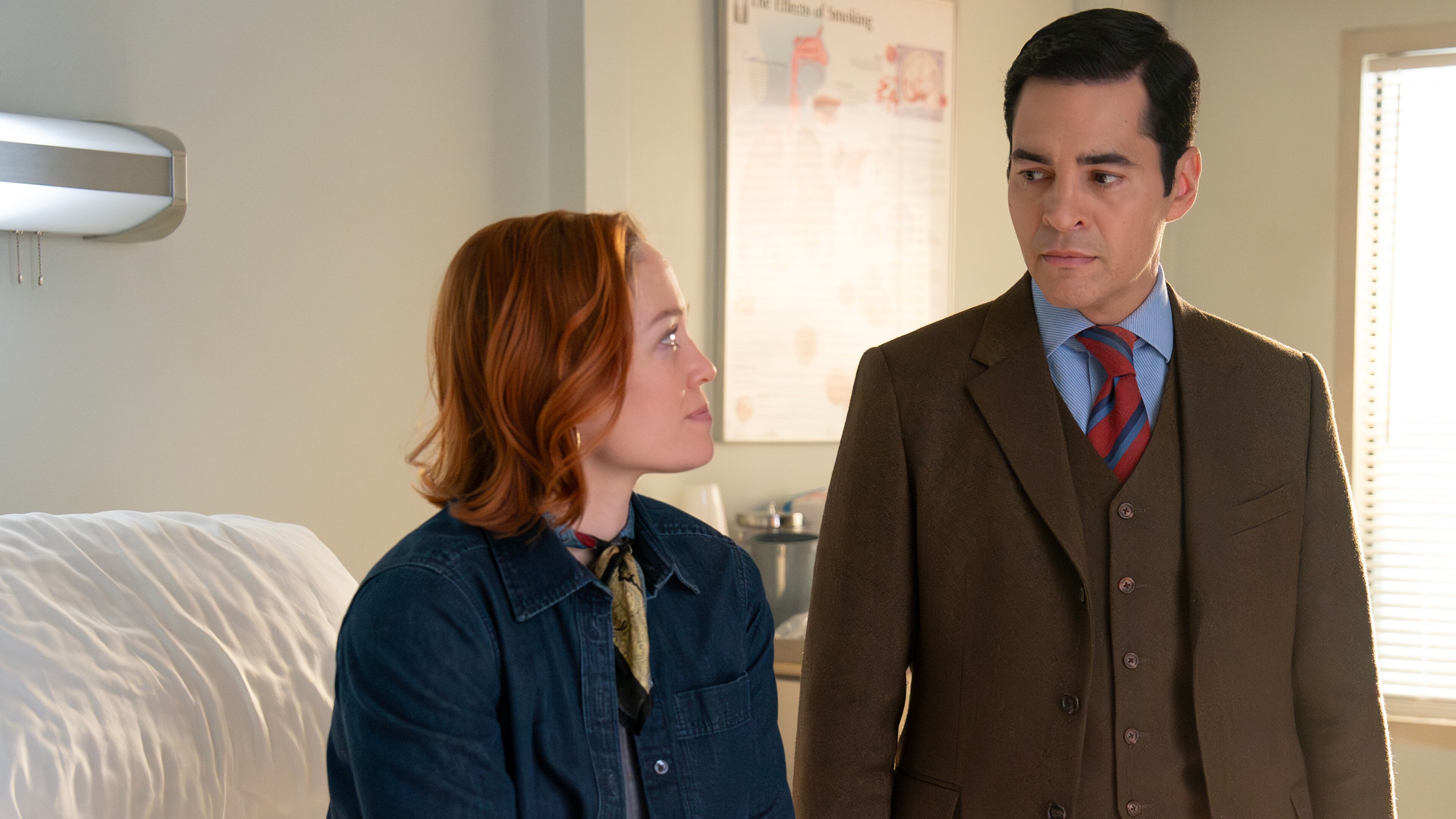 Will Trent (Ramon Rodriguez) checks in with Angie Polaski (Erika Christensen) at the hospital during the season 3 finale of "Will Trent." The show is the most prominent production currently shooting in Georgia. (Zac Popik/Disney)