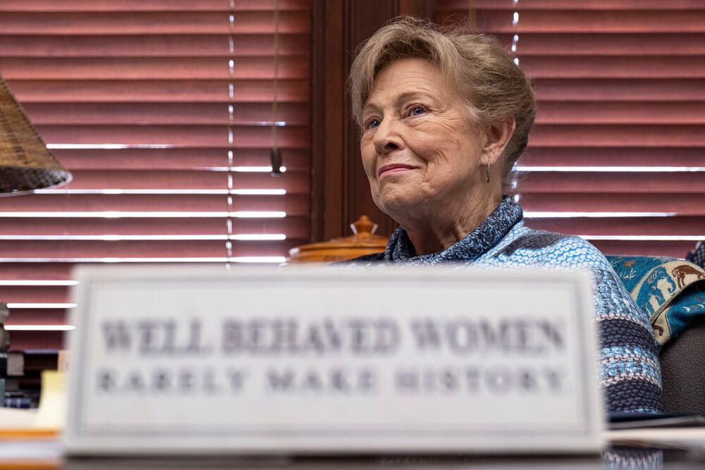 Then-state Rep. Penny Houston sits in her office at the Georgia Capitol in Atlanta in 2024. (Ben Gray for the AJC)