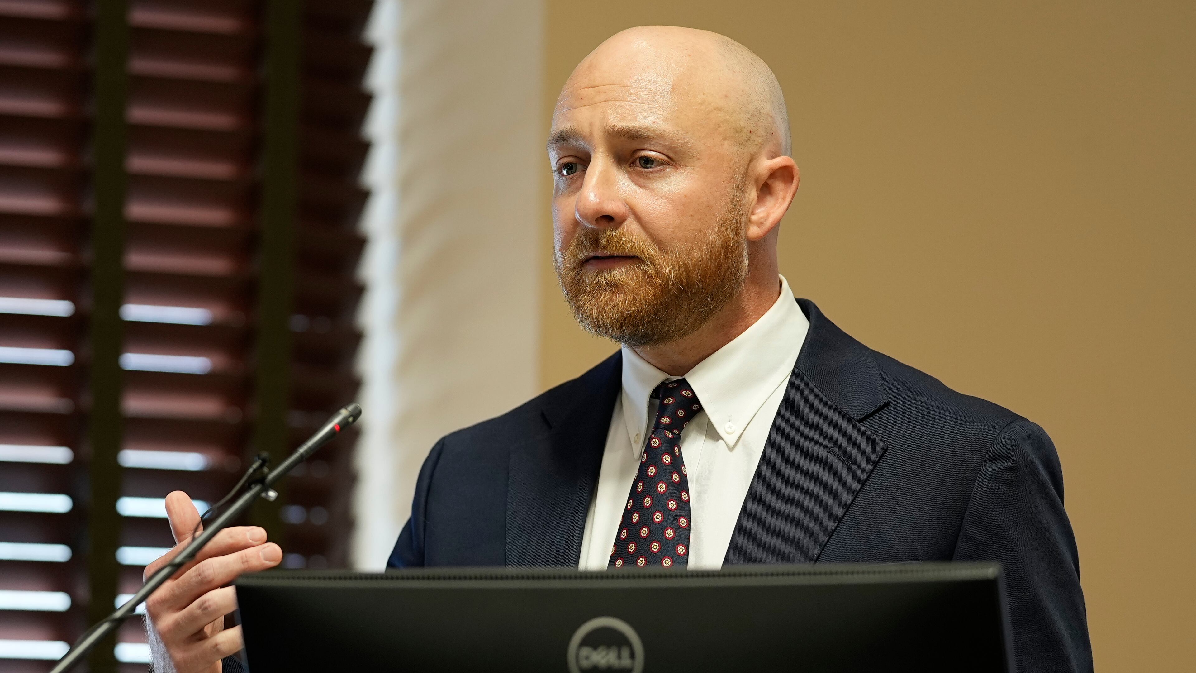 Luke Ihnen attorney for Christa Pike speaks during a court hearing Wednesday, Oct. 7, 2026, in Nashville, Tenn., requesting the Tennessee Department of Corrections to preserve all evidence related to the failed execution of Pike. (AP Photo/George Walker IV, Pool)
