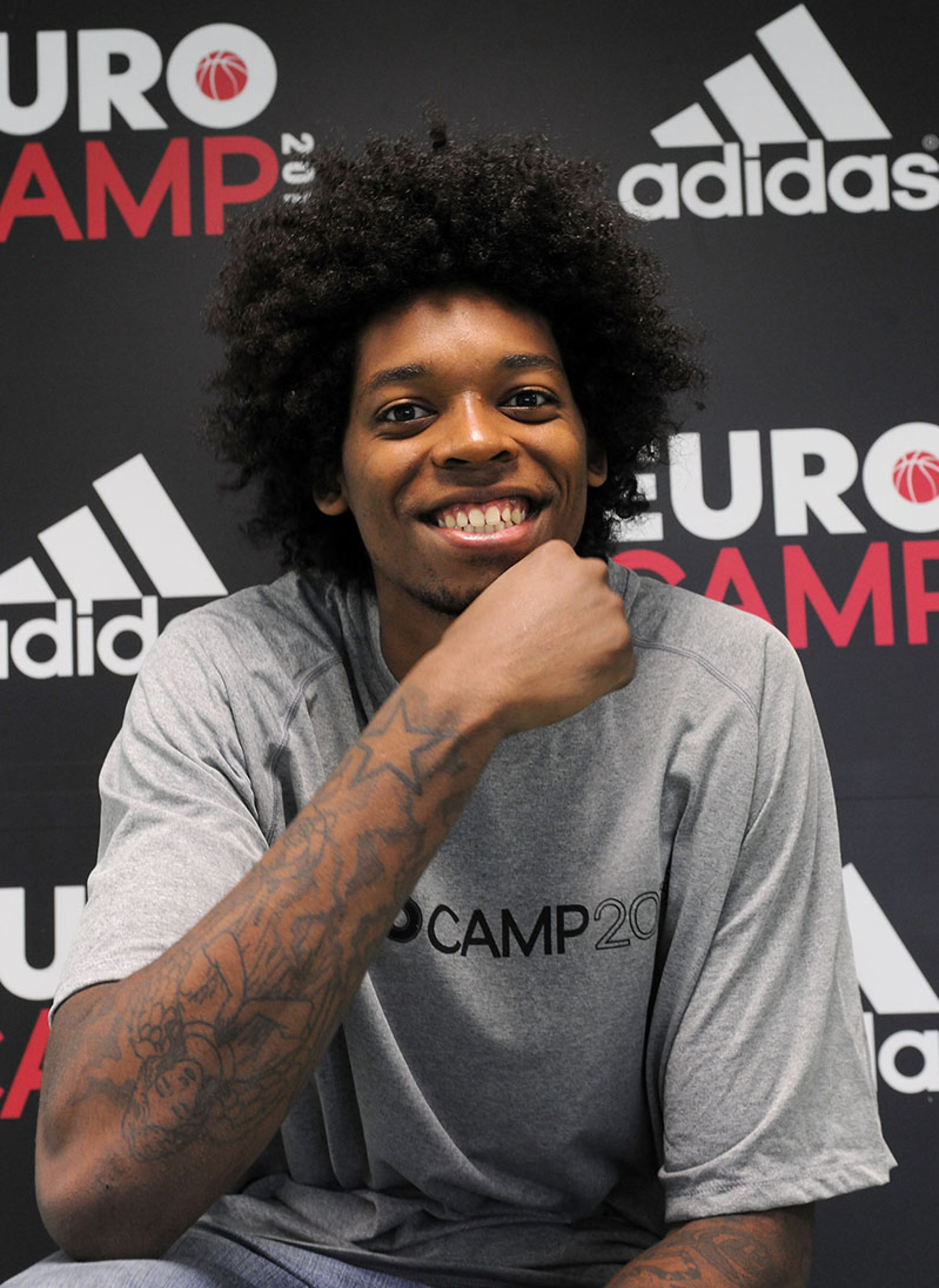 The 20-year-old Lucas Nogueira, who weighs 225 pounds, is nicknamed ‘Bebe Gigant’ meaning Baby Giant.