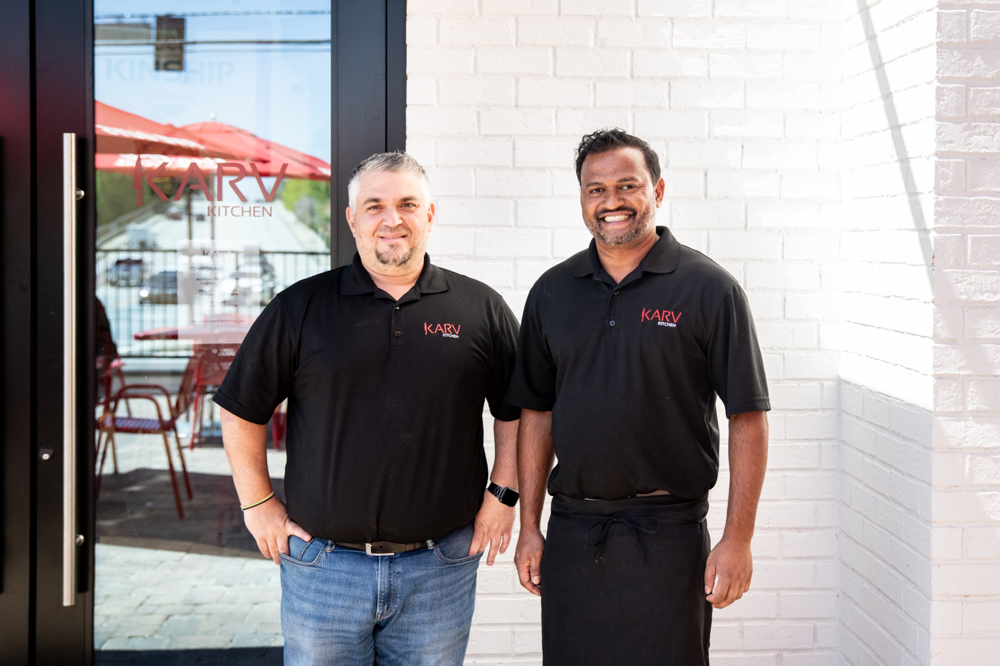 Karv Kitchen owner Sandy Papadopoulos and chef Shan Holler. (Mia Yakel for The Atlanta Journal-Constitution)