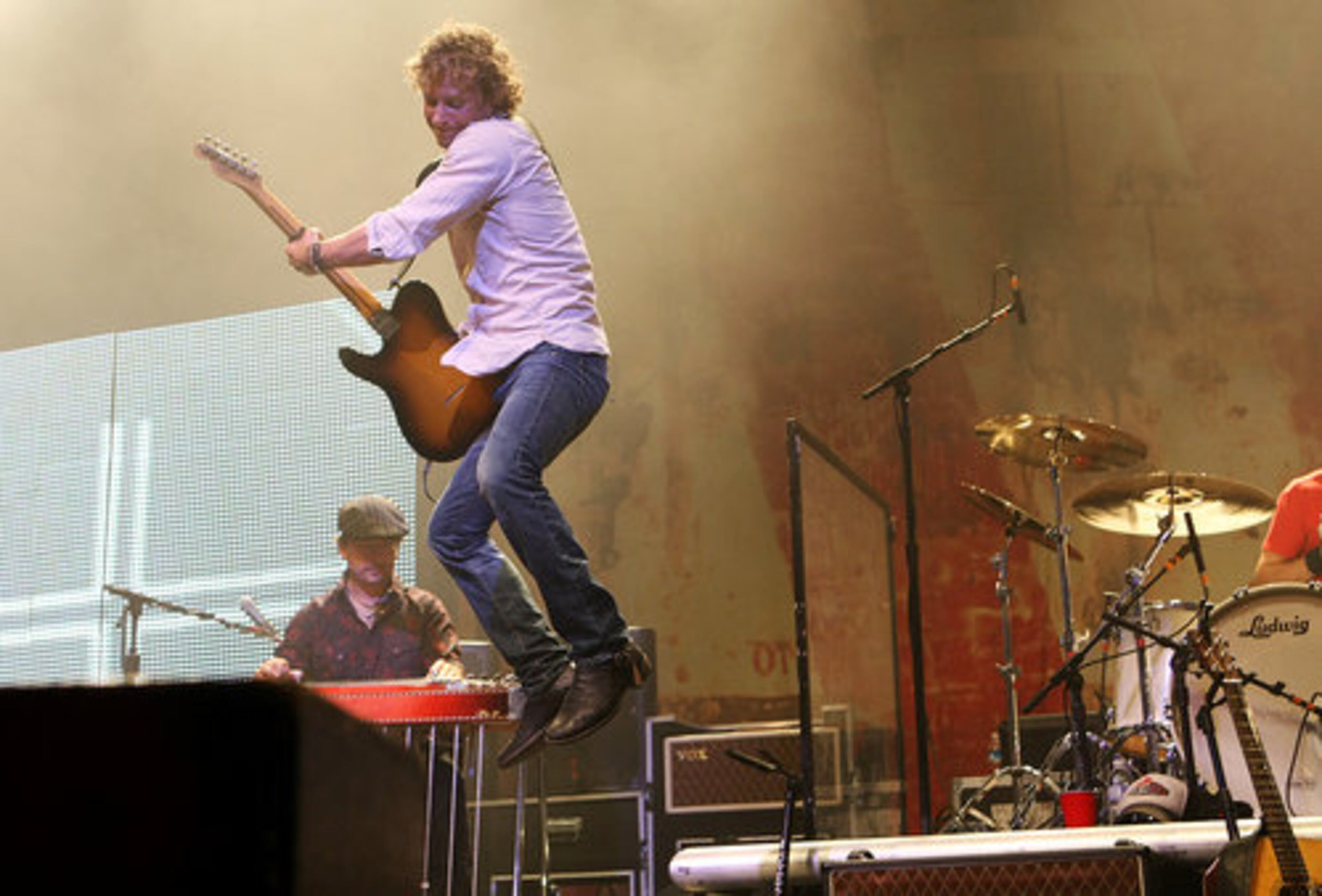 COUNTRY MUSIC artist Dierks Bentley gets airborne as he performs a free concert at the Tabernacle Tuesday, courtesy of the third annual Samsung AT&T Summer Krush music tour.