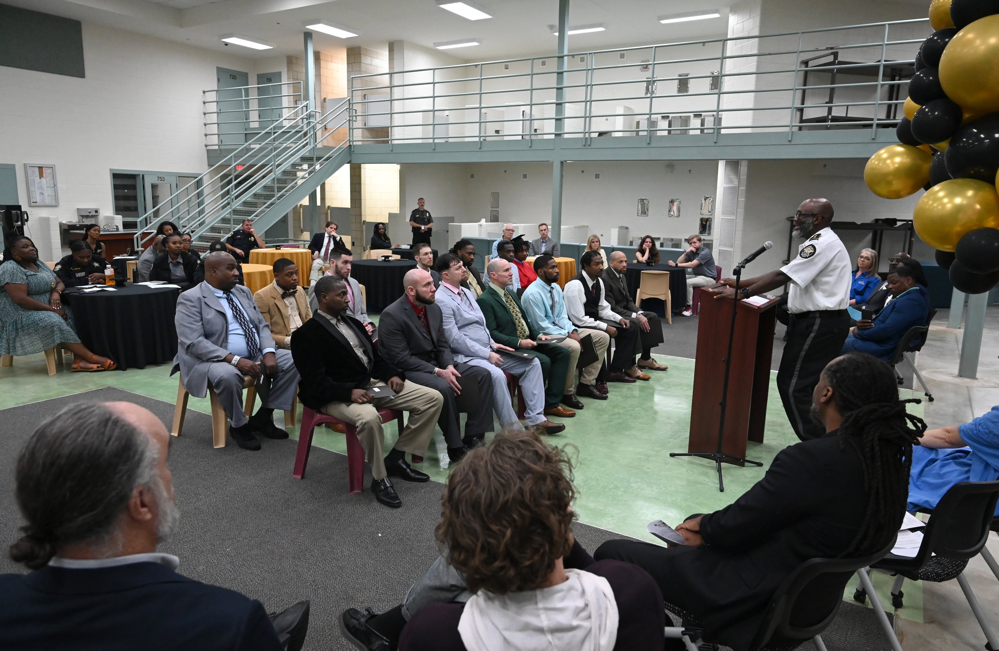 Athens-Clarke County Sheriff John Q. Williams speaks during a graduation ceremony for the Re-Entry Success Program at the Athens-Clarke County Jail on Wednesday, June 18, 2025. (Hyosub Shin/AJC)