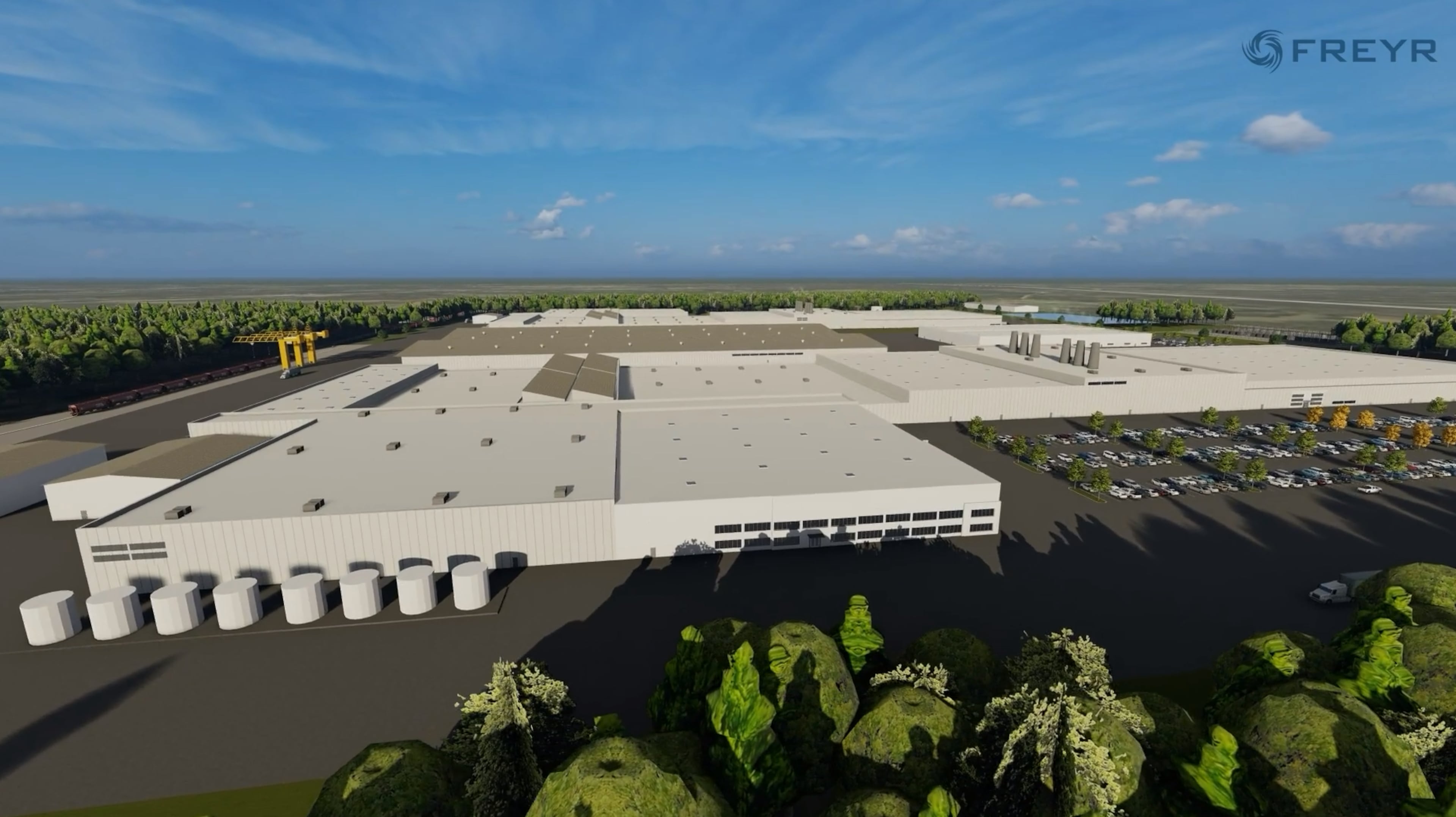 A rendering of Freyr Battery's proposed factory in Coweta County, which was canceled earlier this year. (Courtesy photo)