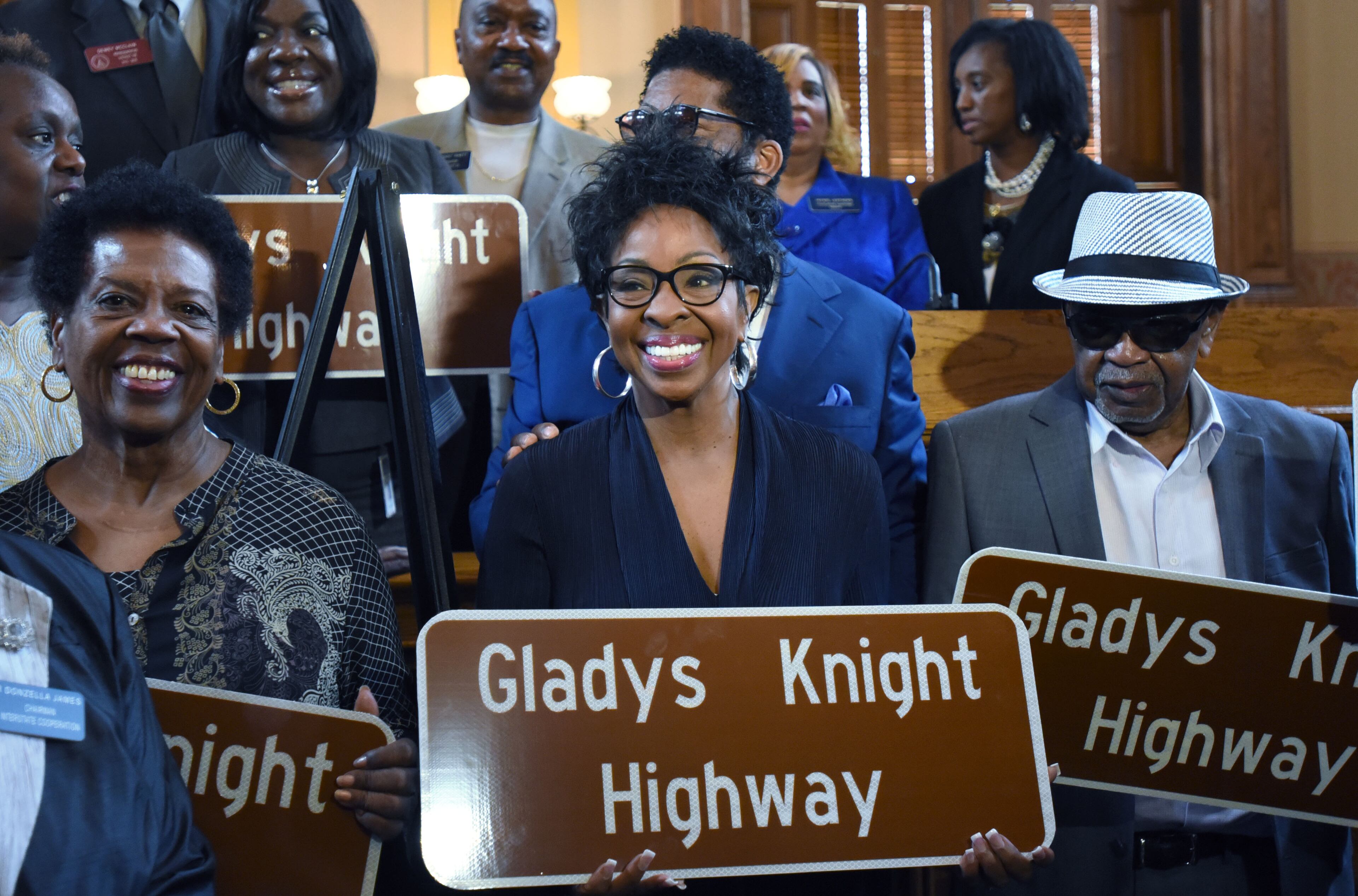 Grammy Award-winner Gladys Knight greeted guests before the highway dedication ceremony honoring Gladys Knight at the Georgia State Capitol on Tuesday, June 9, 2015. The state Senate unanimously passed a proposal to name State Route 9 from Peachtree Street to 14th Street after the Atlanta-born superstar, who has never before anything named after her in her home state. HYOSUB SHIN / HSHIN@AJC.COM