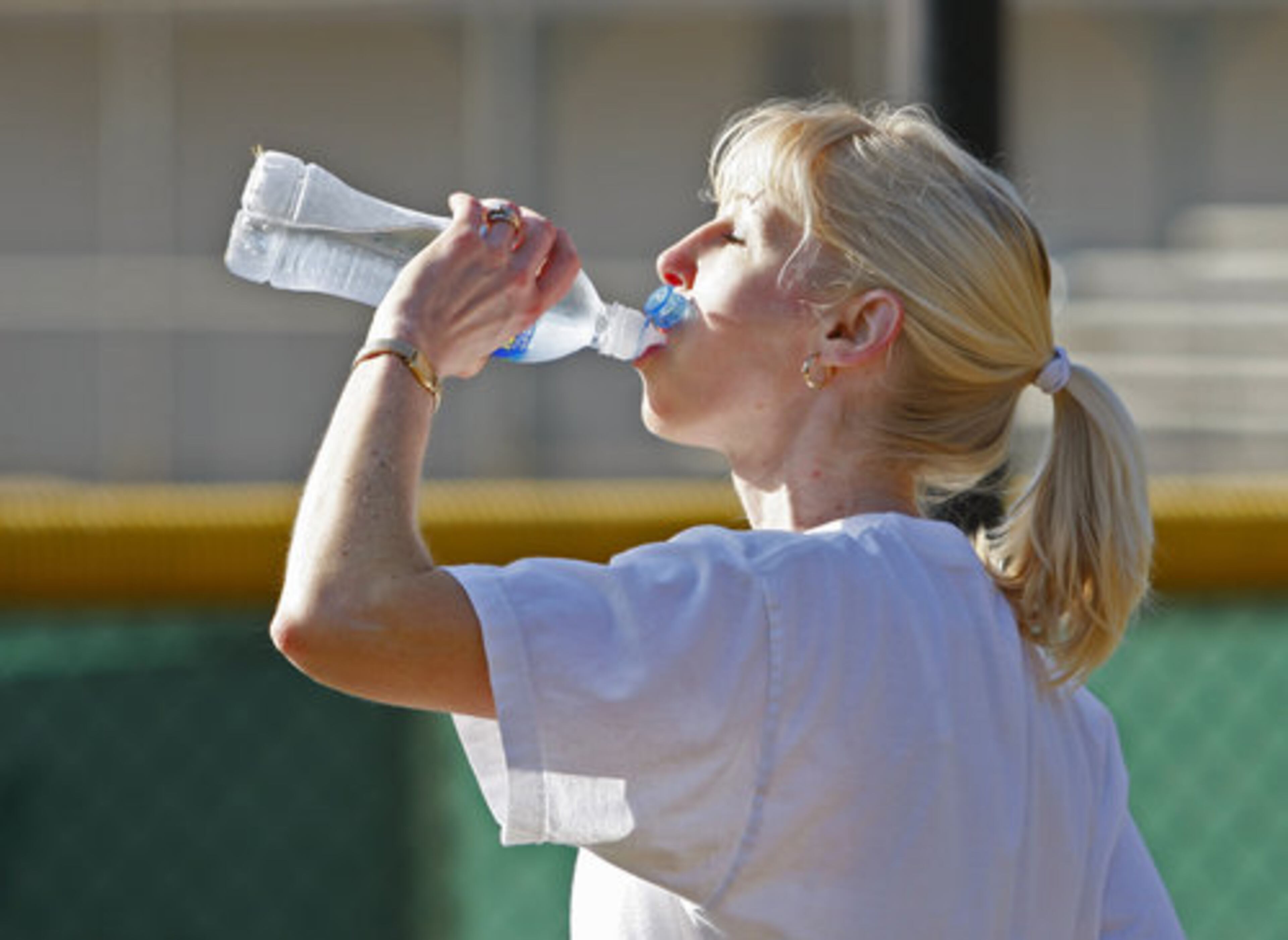 Kim Aquino takes a water break.