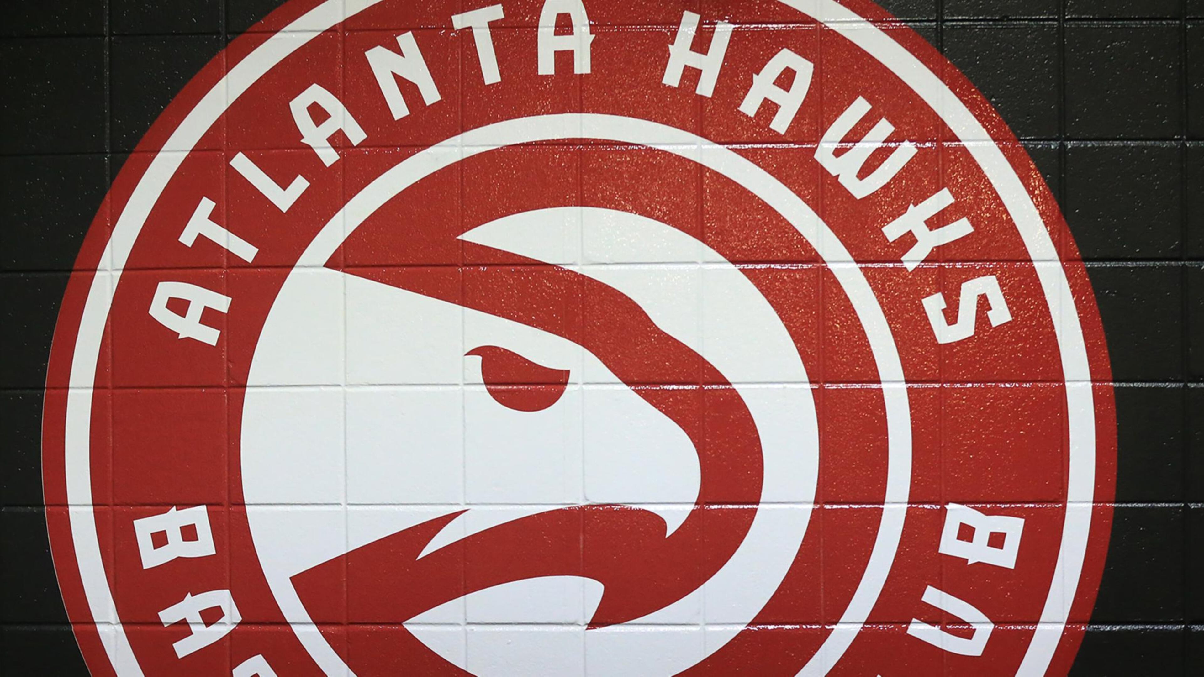 102715 ATLANTA: -- A new Hawks logo is painted on the tunnel wall leading out to the court for the first regular season basketball game "home opener" on Tuesday, Oct. 27, 2015, in Atlanta. Curtis Compton / ccompton@ajc.com