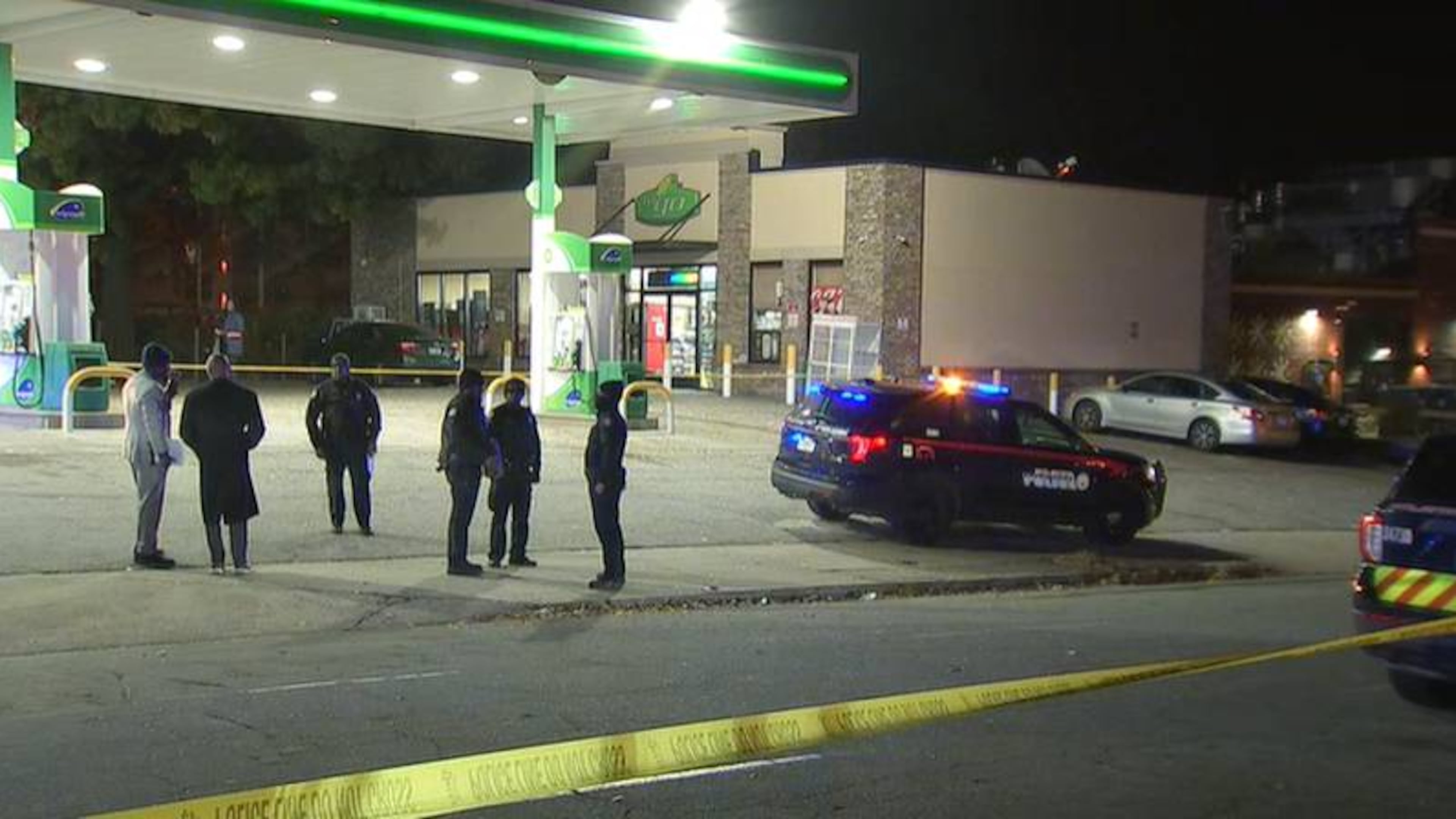 Atlanta police investigated a deadly shooting Friday morning at a BP station at the corner of Lee and Oak streets.