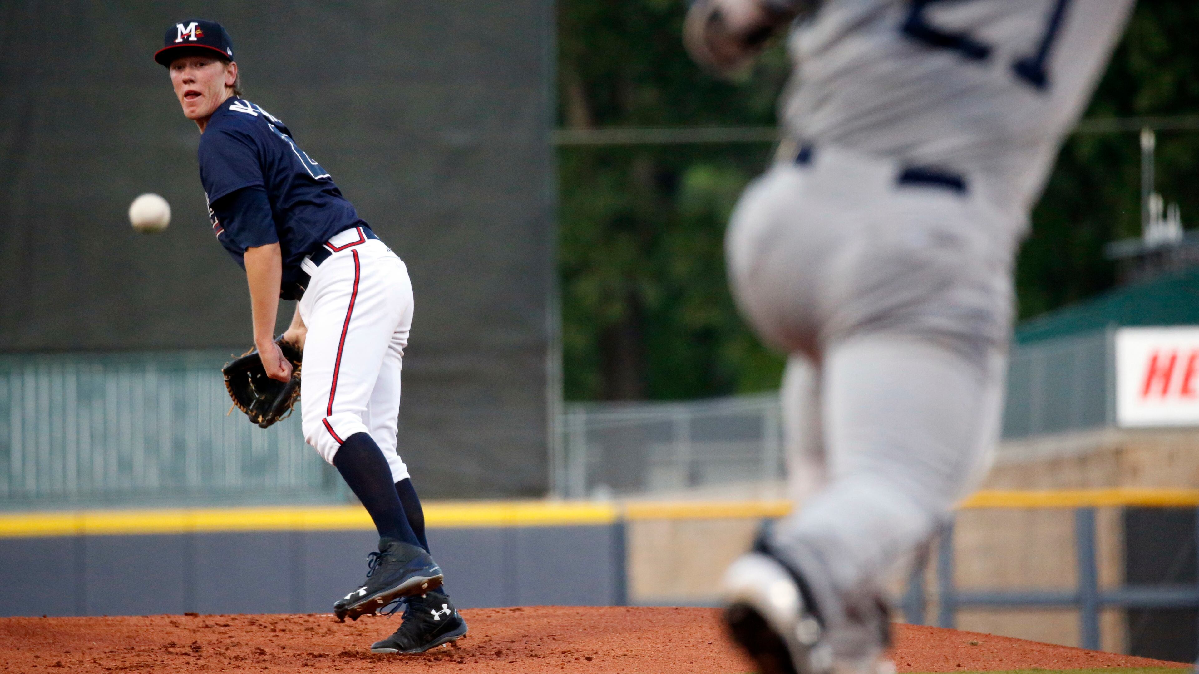 Mississippi Braves pitcher Kolby Allard reacts to a single hit by Mobile BayBears' Caleb Adams at Trustmark Park Stadium in Pearl, Miss. Allard has had an impressive start to season.