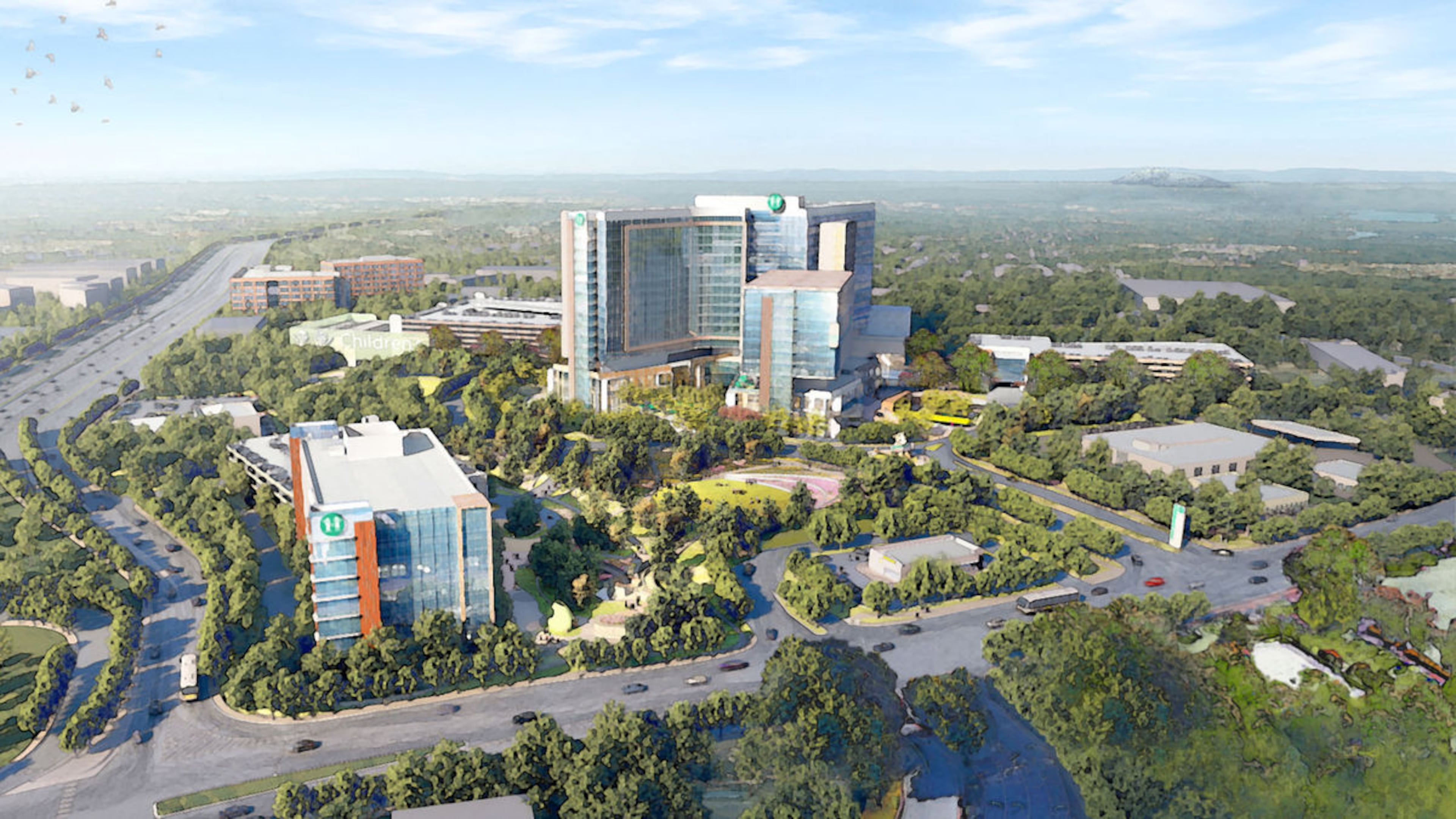 The completed Children’s Healthcare of Atlanta North Druid Hills campus is expected to look like this. CONTRIBUTED