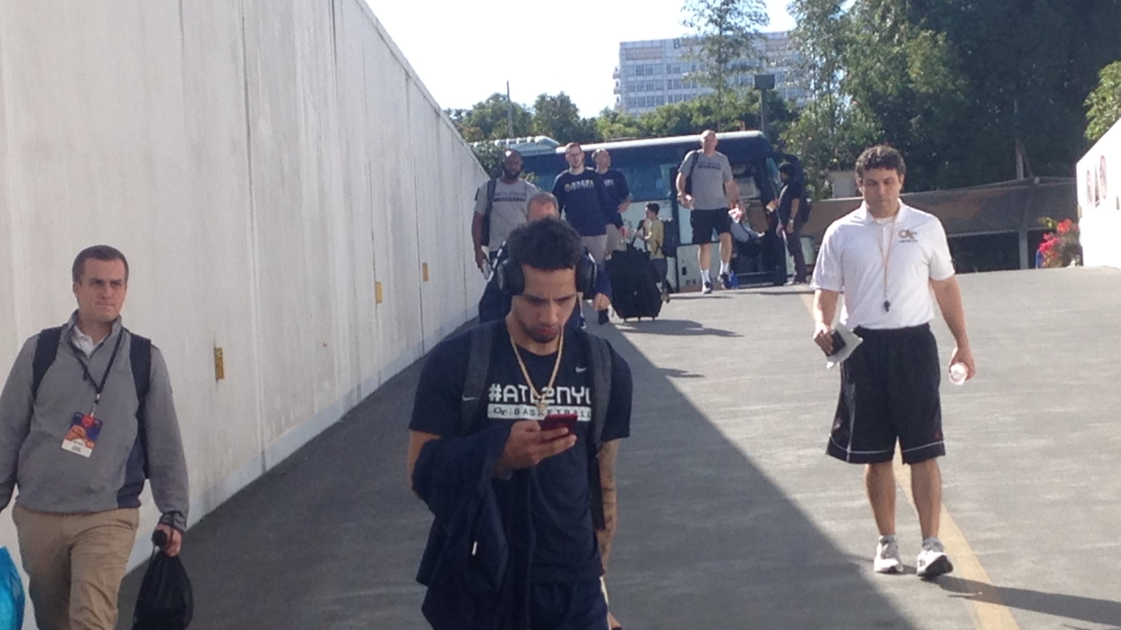 Georgia Tech freshman Jose Alvarado enters Baoshnan Arena Thursday afternoon in Shanghai.
