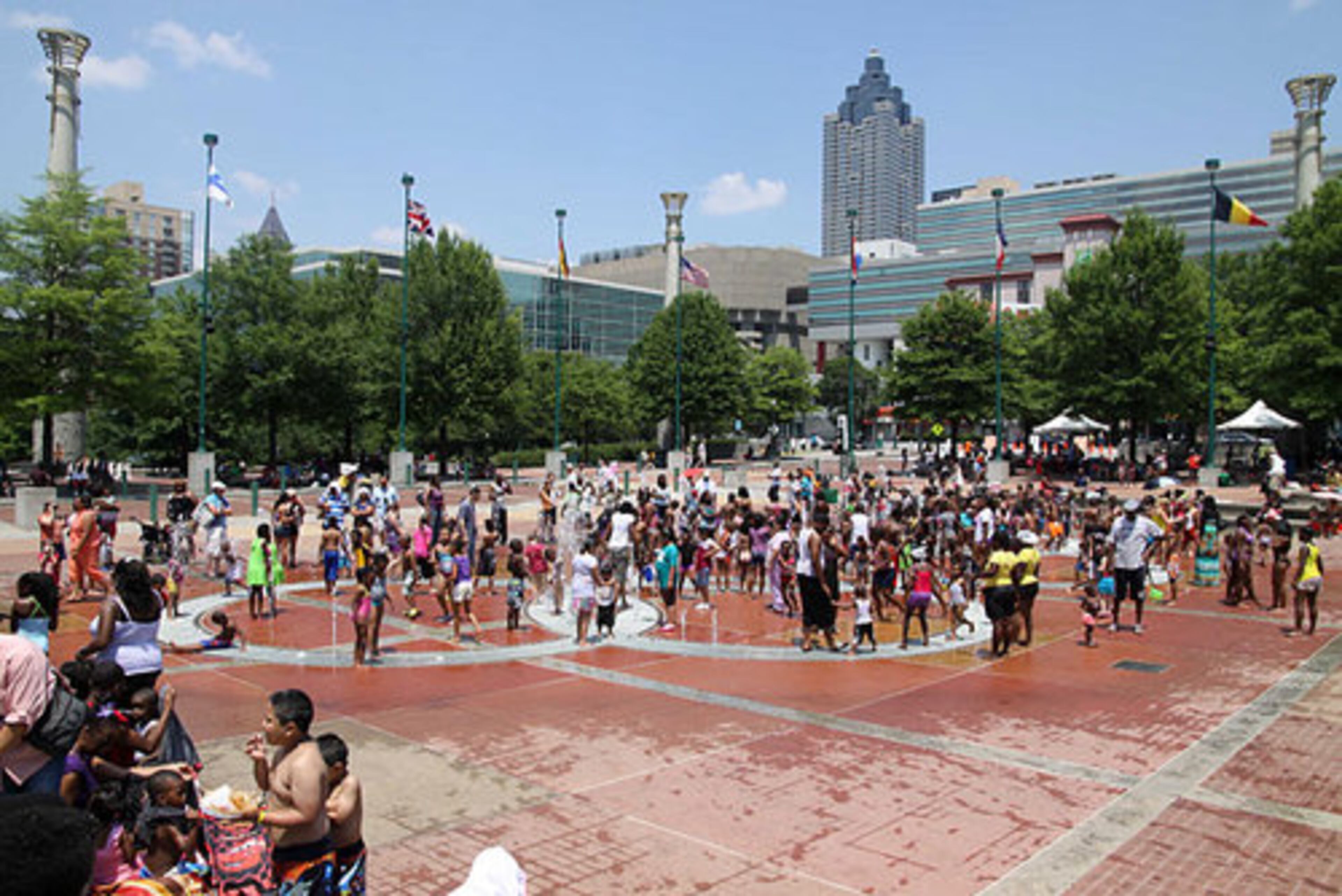 Centennial Olympic Park's water attraction drew a crowd on Saturday, May 26, 2012.