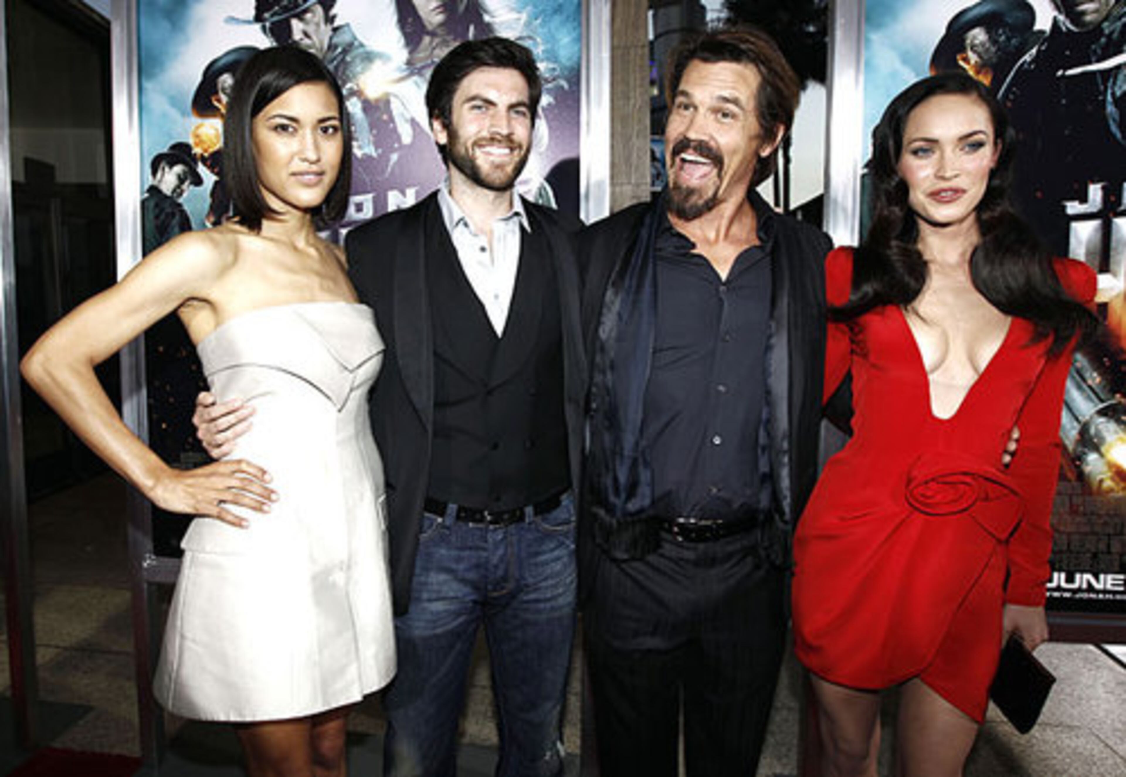 From left, cast members Julia Jones, Wes Bentley, Josh Brolin, and Megan Fox.