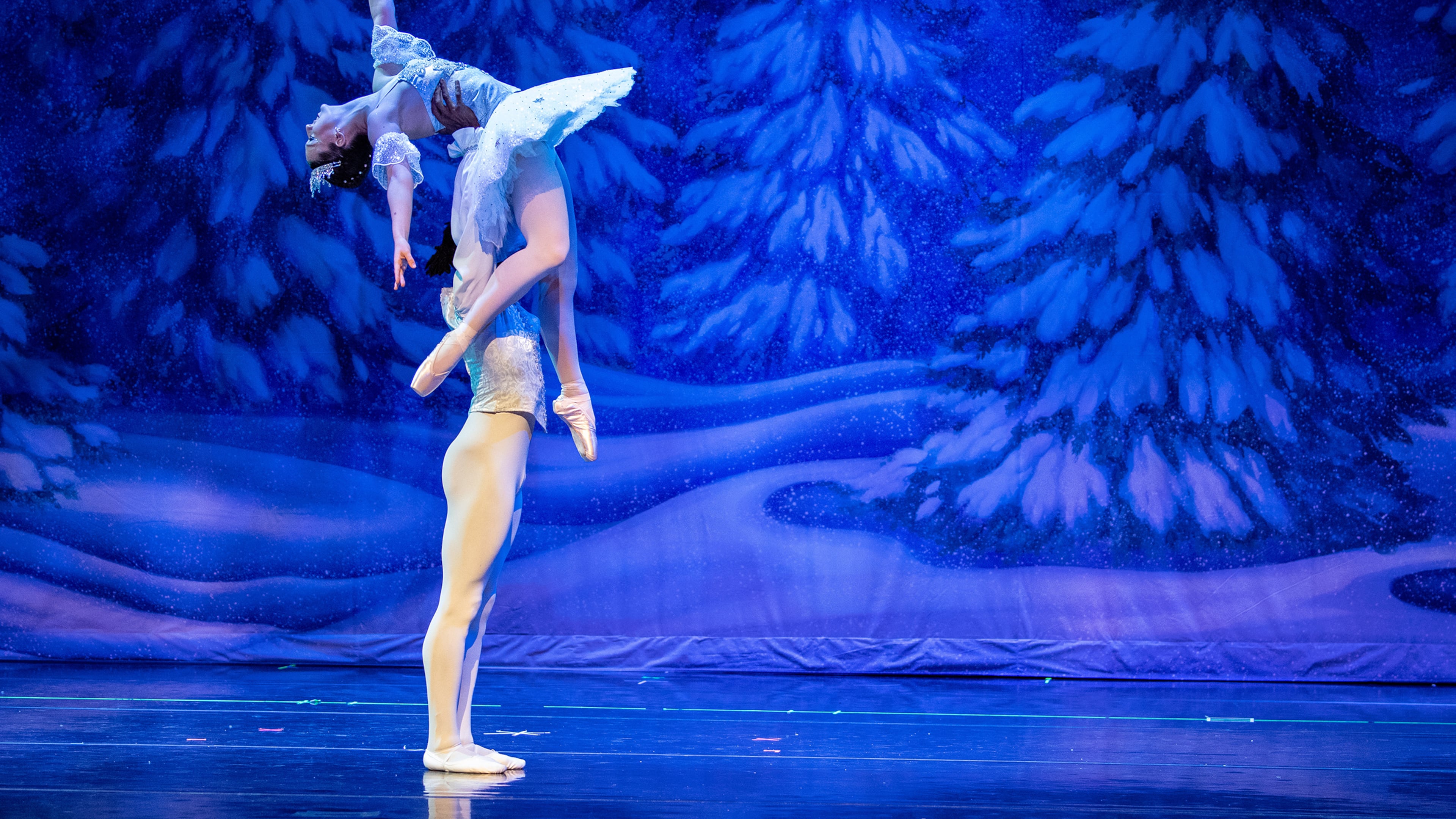 The land of snow in "The Nutcracker" is one of the ballet's classic scenes, performed here in the Roswell Dance Theatre and Tolbert Yilmaz School of Dance’s production. (Photo by Jon Bauer Photography)