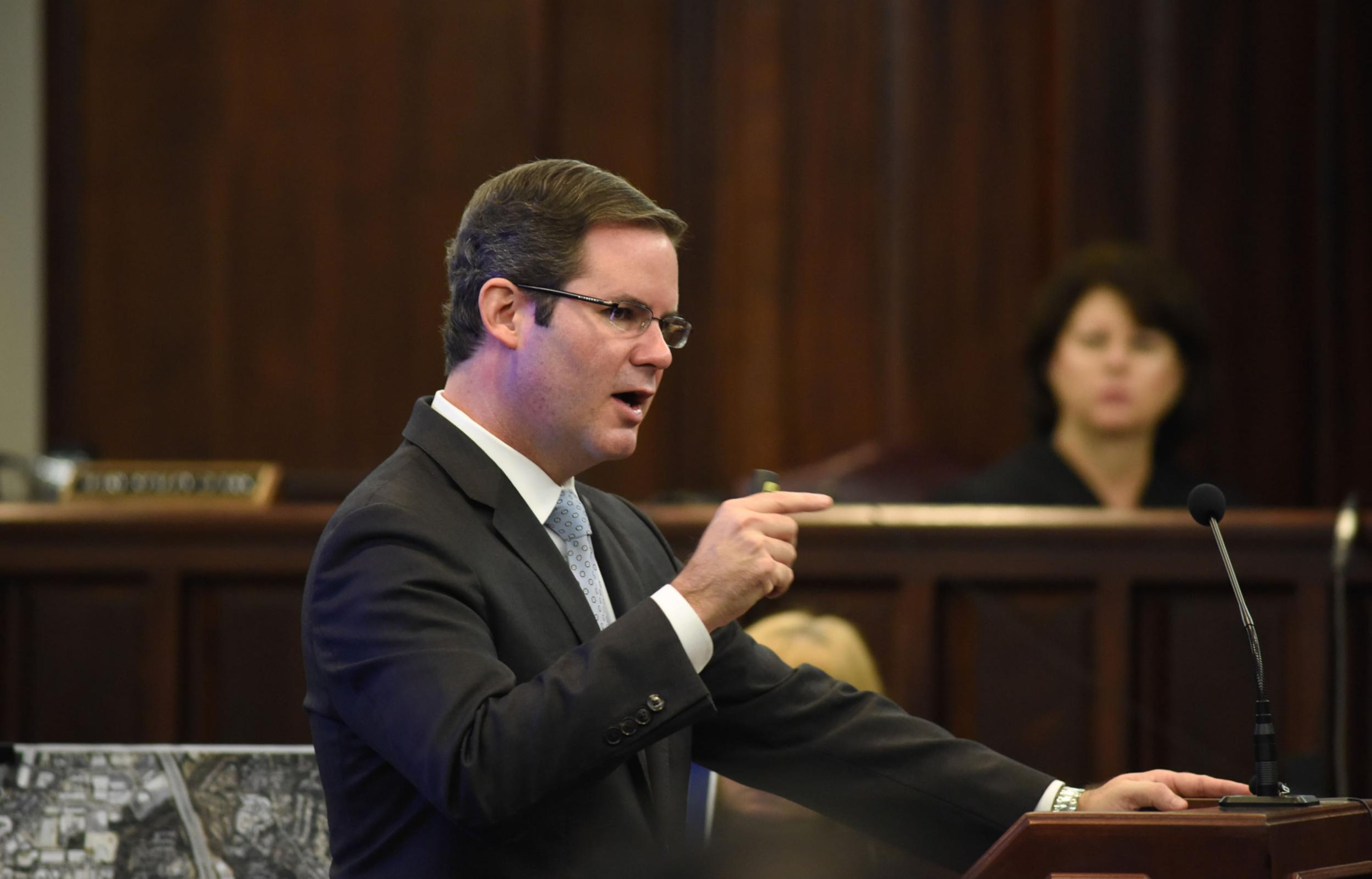 Cobb County prosecutor Chuck Boring, during the 2016 murder trial of Justin Ross Harris in Glynn County. The trial was moved to Glynn County due to pre-trial publicity in metro Atlanta.