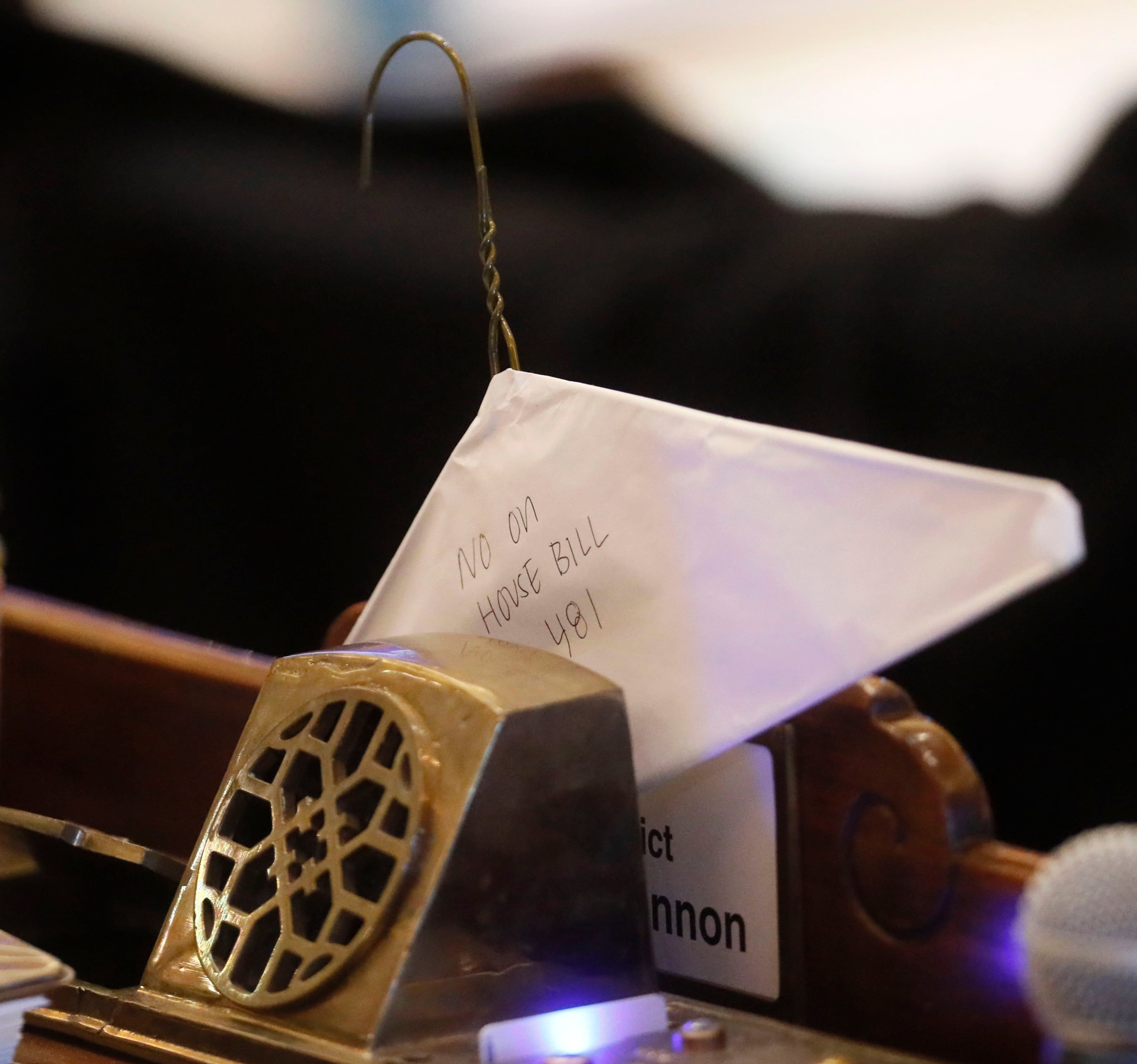 March 7, 2019 - Atlanta - Several woman legislators, including Rep. Park Cannon, D - Atlanta, brought coat hangers into the house to show opposition to HB 481, which would toughen restrictions on abortions. The legislature was in session for "crossover" day, the 28th day of the 2019 General Assembly. Bob Andres / bandres@ajc.com