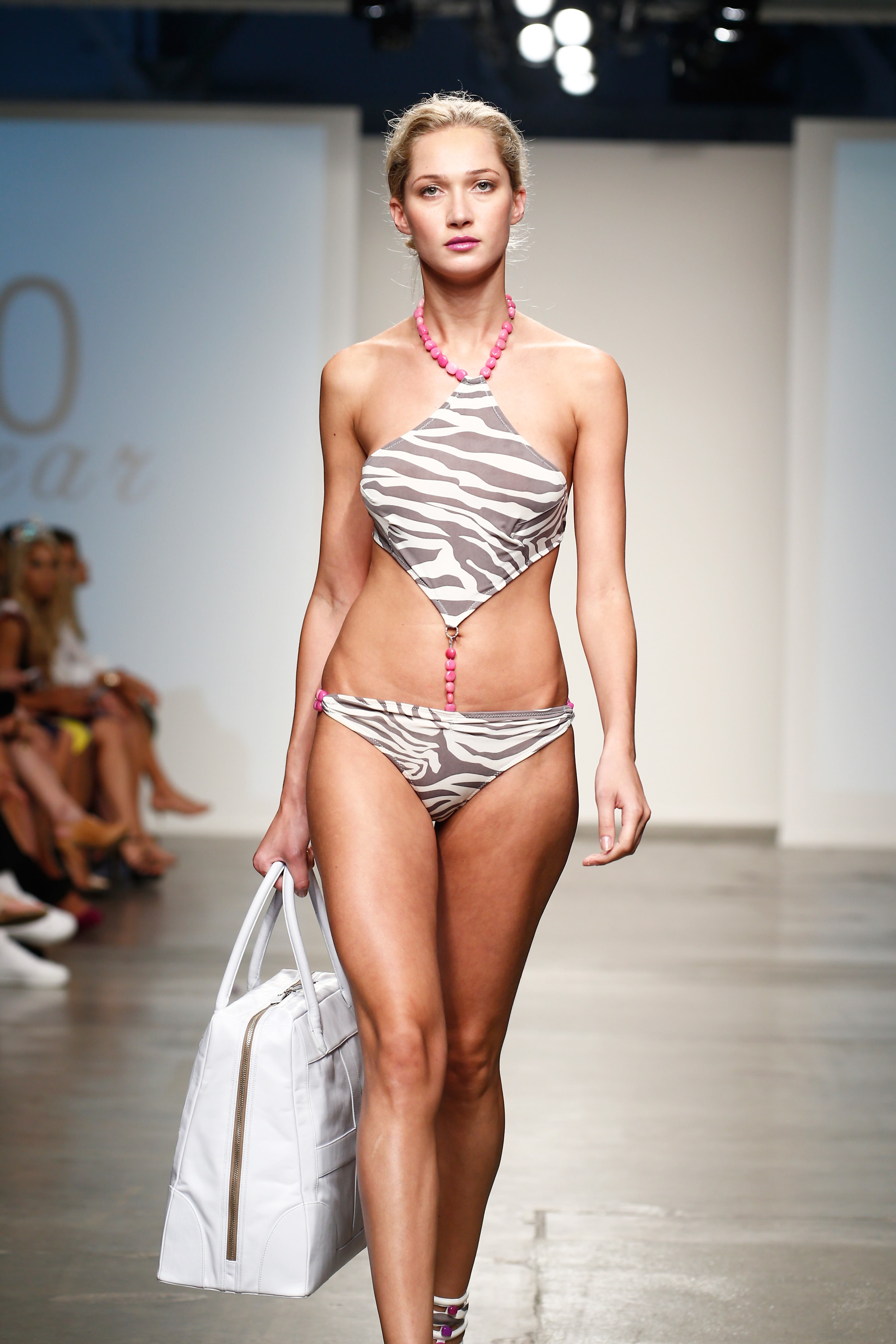 A model walks the runway at the Karo Swimwear show during Nolcha Fashion Week New York Spring/Summer 2014 presented by RUSK at Pier 59 Studios on Sept. 11, 2013, in New York City.