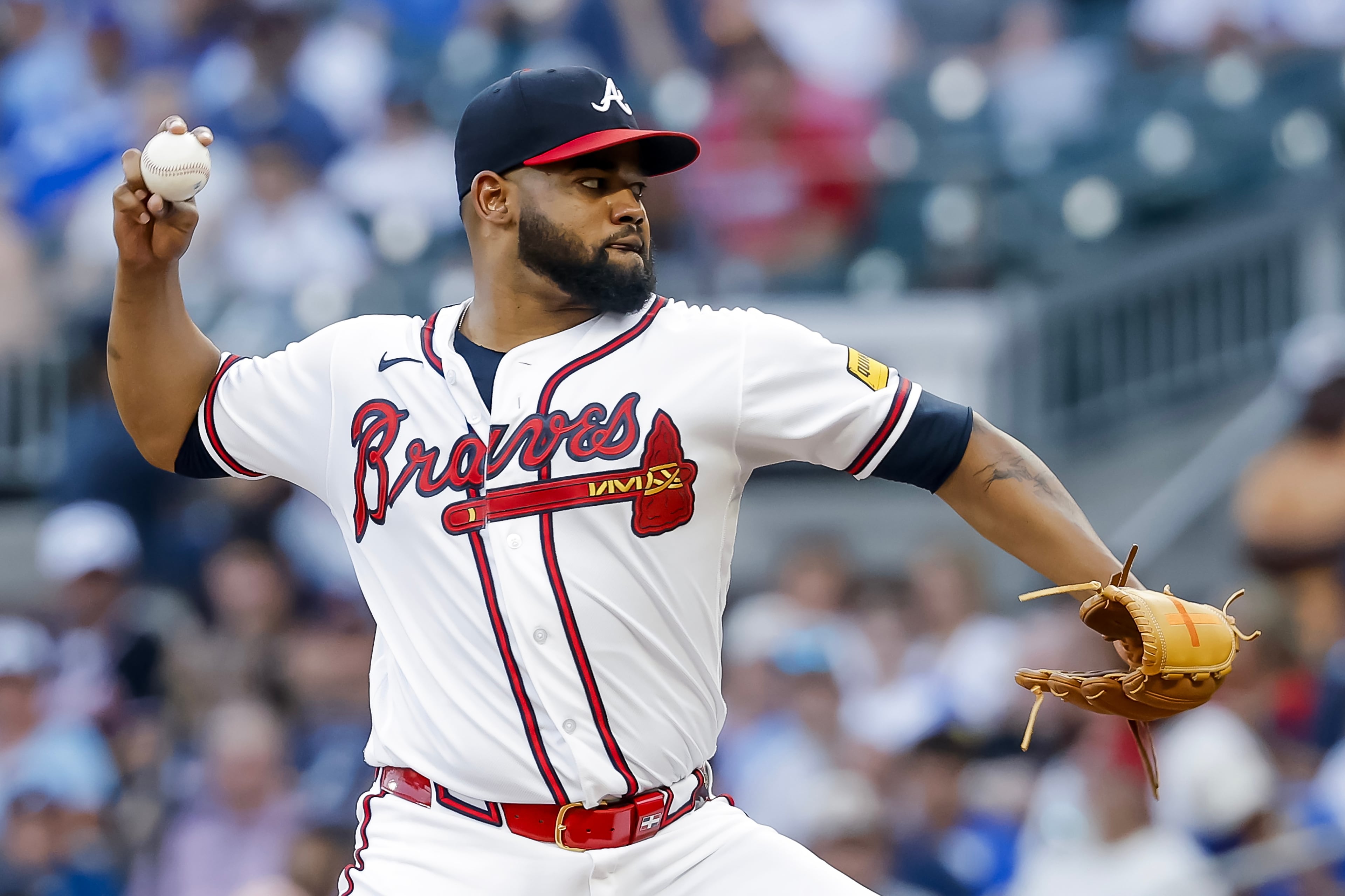 Braves starting pitcher Reynaldo López delivers to a New York Mets batter on Monday, July 6, 2026, in Atlanta. (Erik S. Lesser/AP)