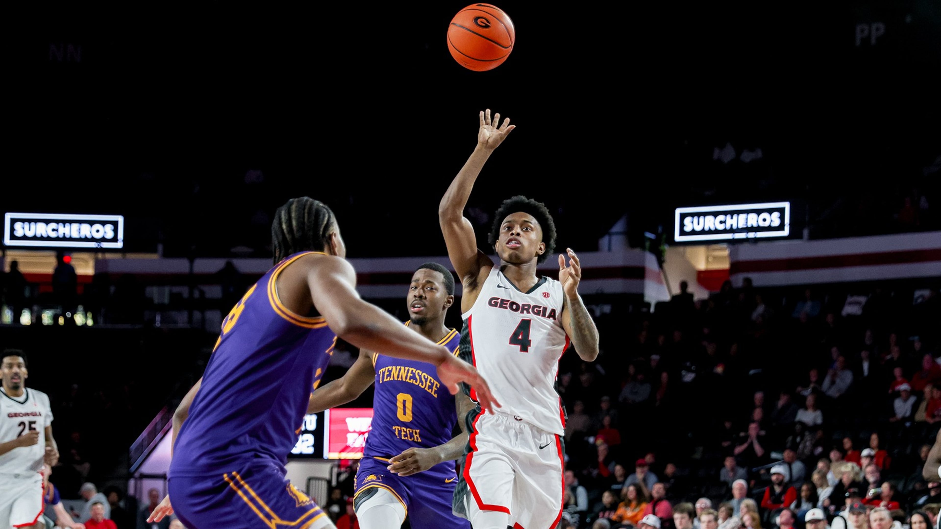 Junior forward Marcus "Smurf” Millender on Nov. 29, 2025, during Georgia basketball’s game against Tennessee Tech at Stegeman Coliseum. The Bulldogs won 123-81. (Courtesy of Georgia Athletic Association)
