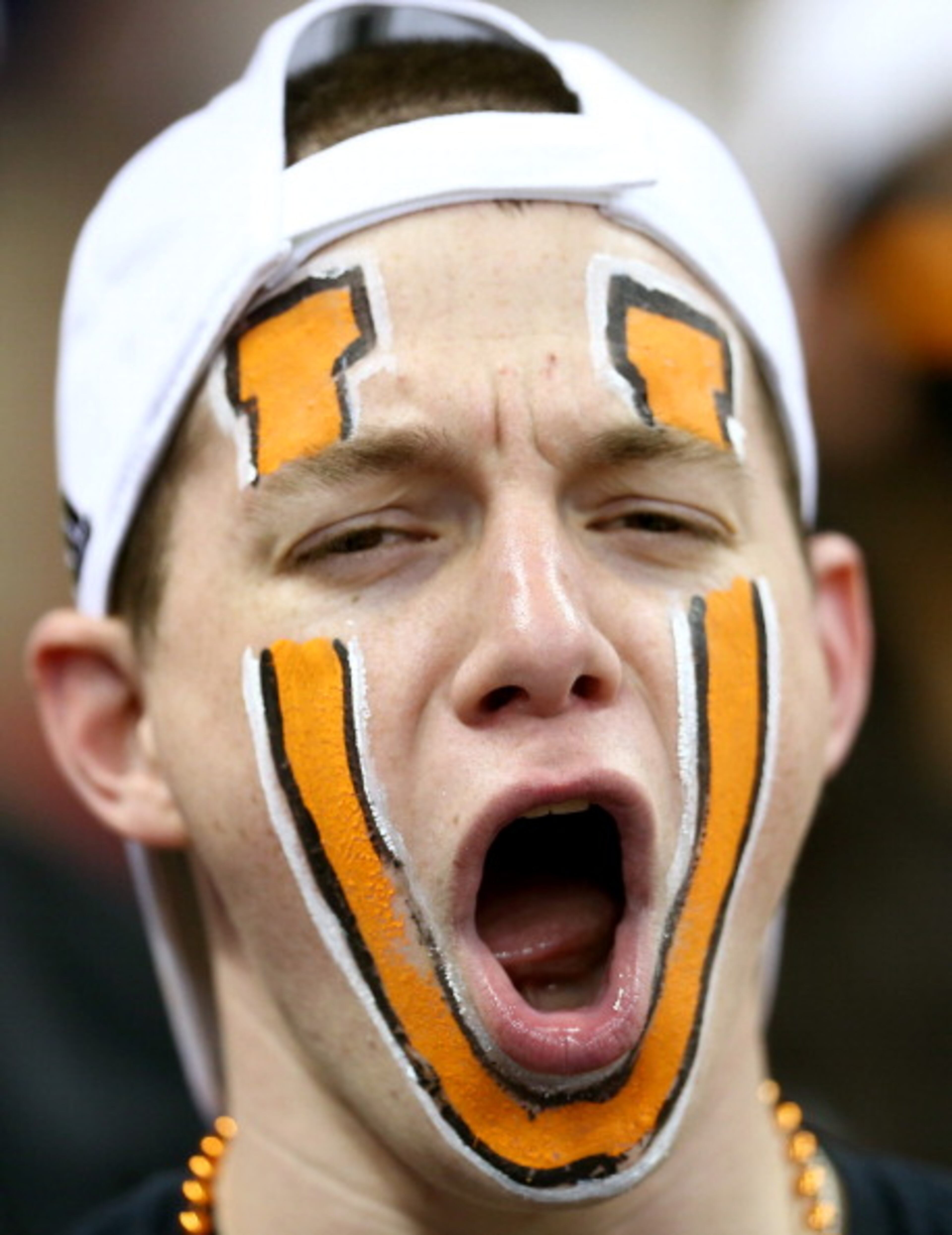 RALEIGH, NC - MARCH 23: A member of the Mercer Bears band looks on in the game against the Tennessee Volunteers during the third round of the 2014 NCAA Men's Basketball Tournament at PNC Arena on March 23, 2014 in Raleigh, North Carolina. (Photo by Streeter Lecka/Getty Images)