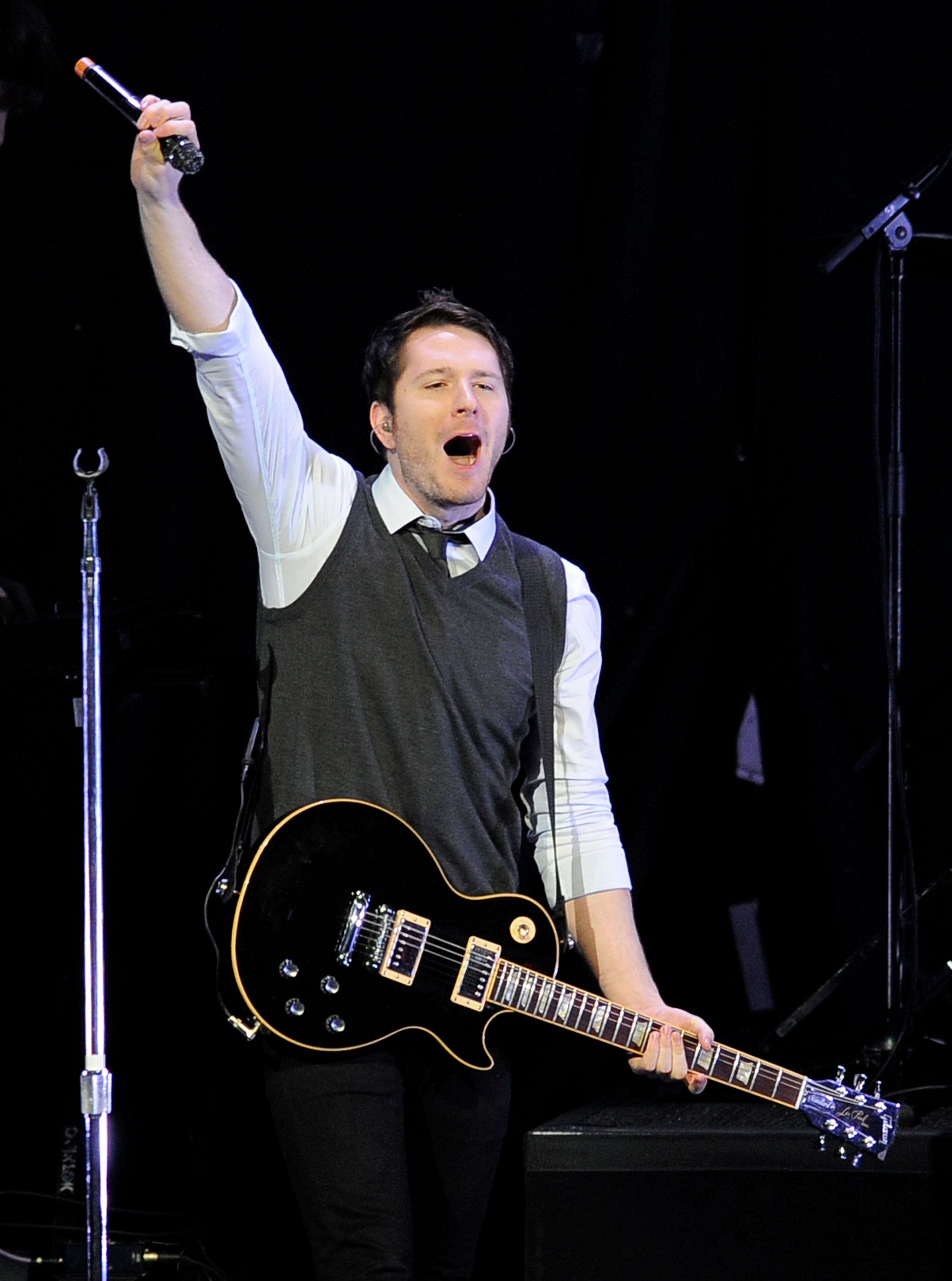 Adam Young of Owl City performs during the second night of KIIS FM's Jingle Ball at Nokia Theatre LA Live on Monday, Dec. 3, 2012, in Los Angeles. (Photo by Chris Pizzello/Invision/AP)