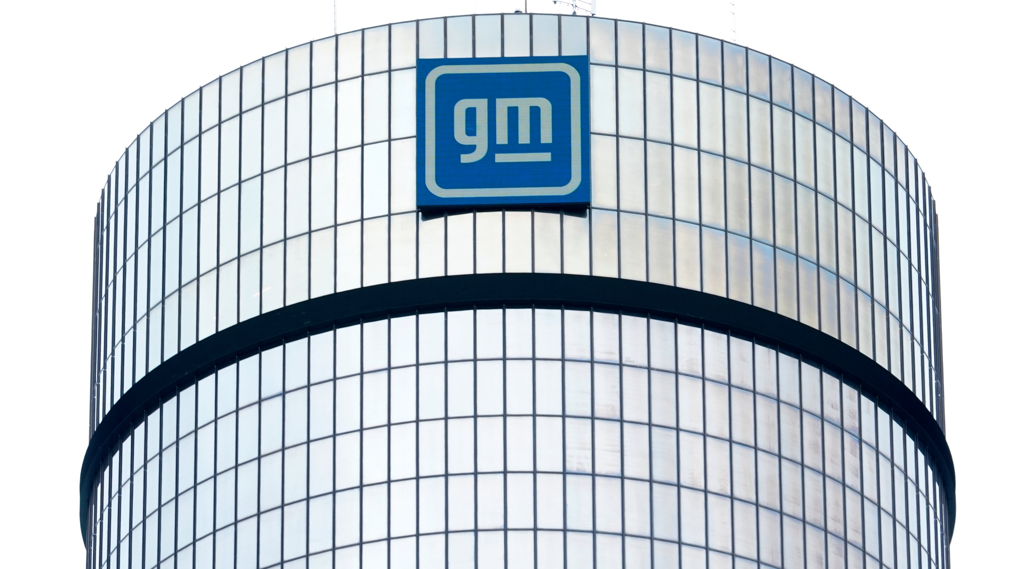FILE - The General Motors logo is displayed at its headquarters in Detroit on April 24, 2024. (AP Photo/Paul Sancya, File)