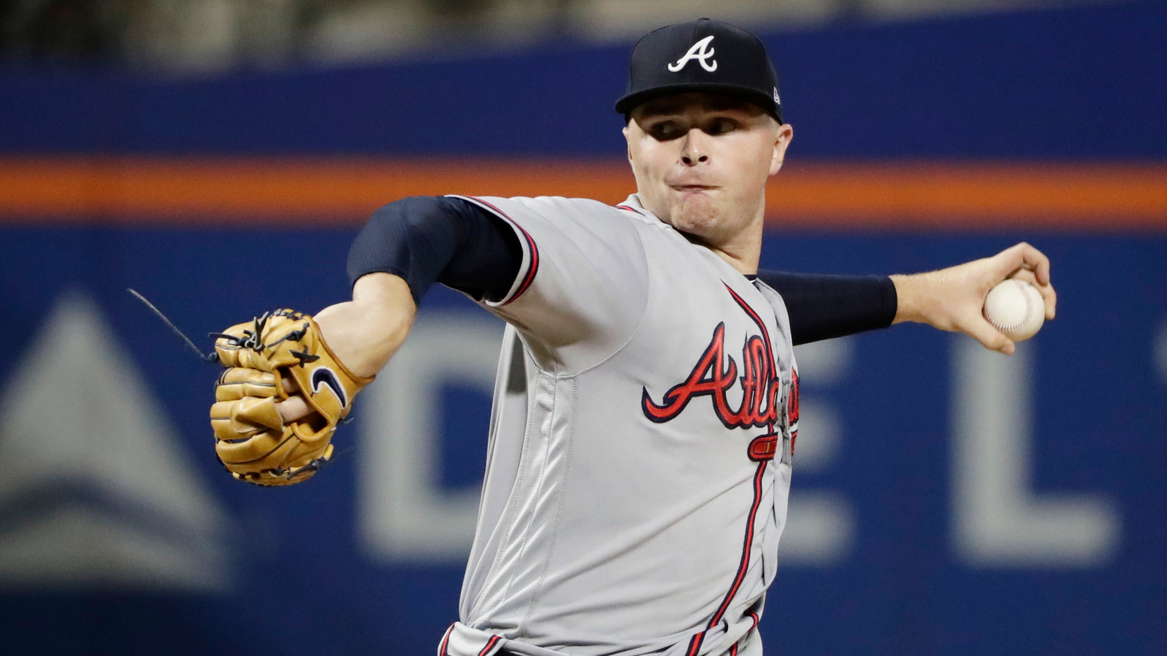 Braves’ Sean Newcomb delivers a pitch against the New York Mets on Wednesday. (AP Photo/Frank Franklin II)
