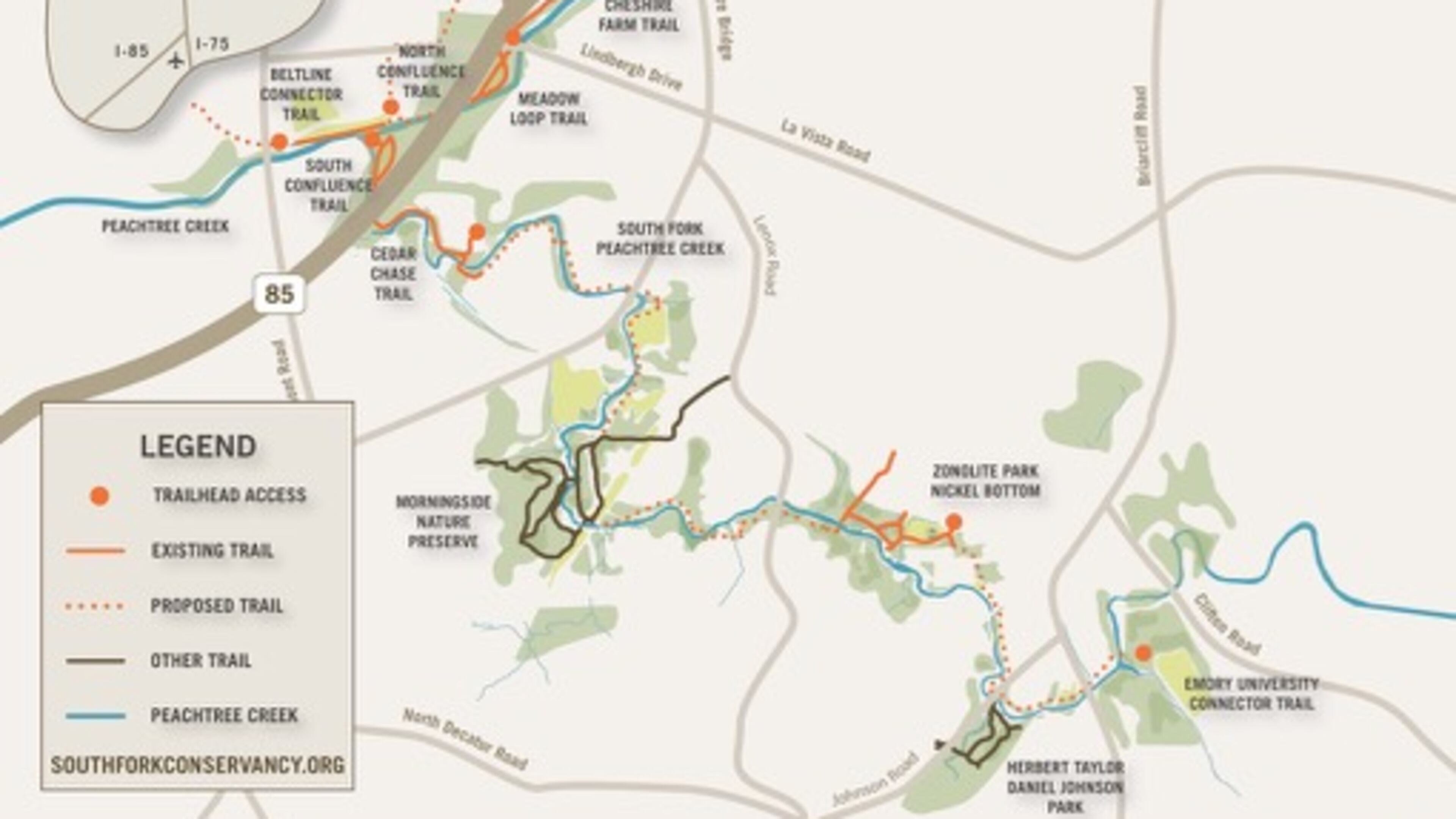 The South Fork Conservancy plans to develop walking trails linking Buckhead with Emory. Courtesy South Fork Conservancy