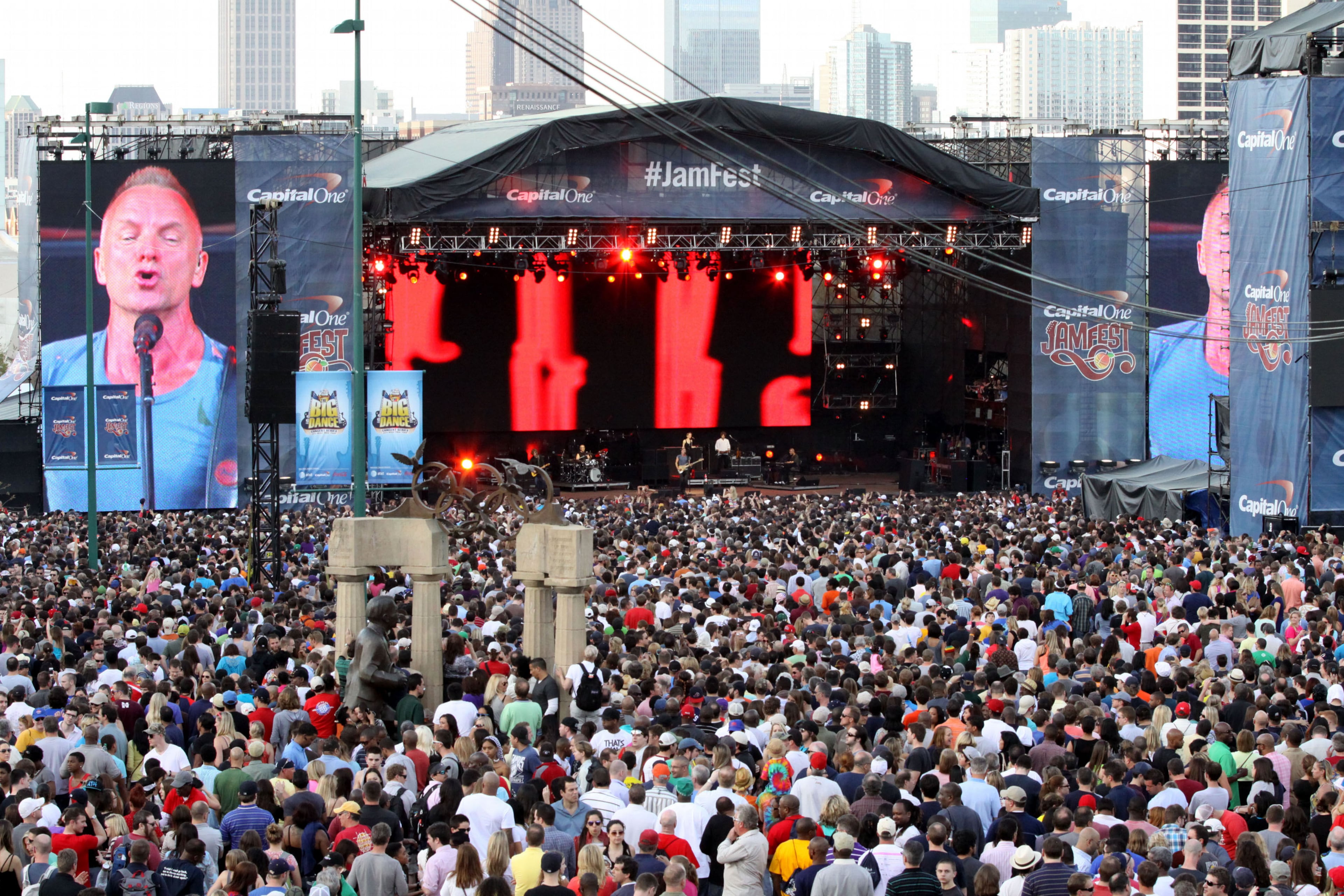 Sting performs on the third day of the Big Dance free concert series for the Final Four weekend on Sunday, April 7, 2013 in Centennial Olympic Park.