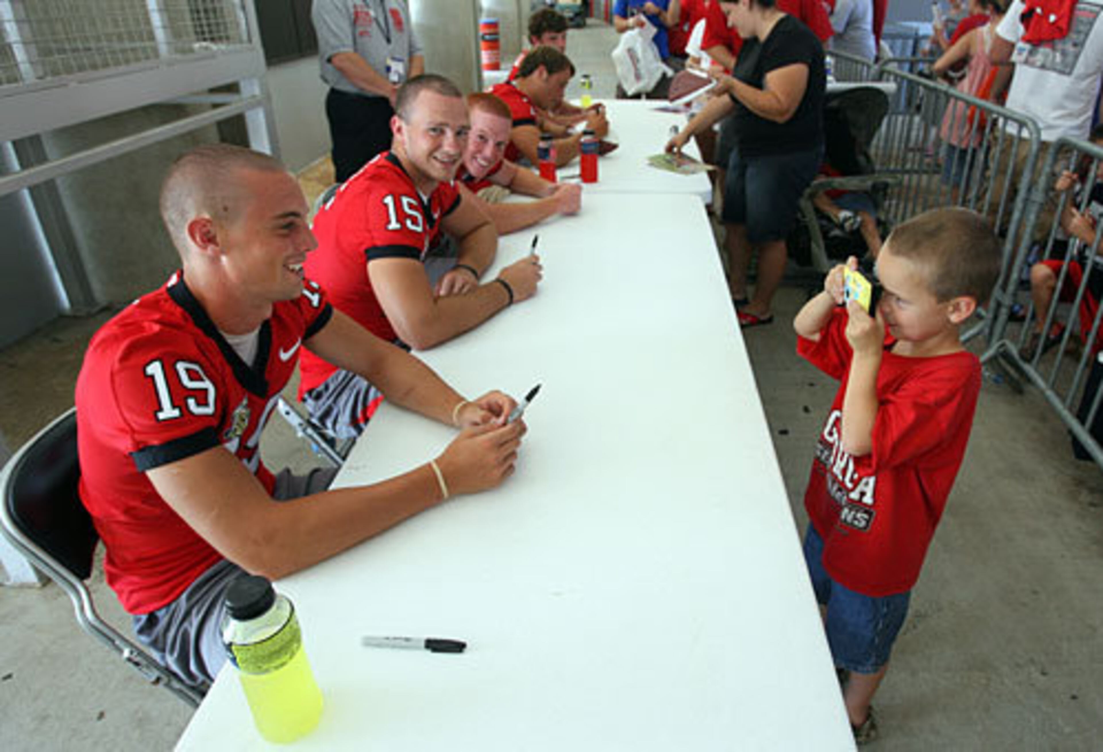 Gray (19, front) was recruited out of Missouri's Rock Bridge High School in 2007 as an ESPN Top 150 and No. 7 QB in the nation. In 2008 and 2009, he's appeared in 25 games, passing for 31 yards with two INTs while rushing for 56 yards with no TDs. - UGA Sports Communications