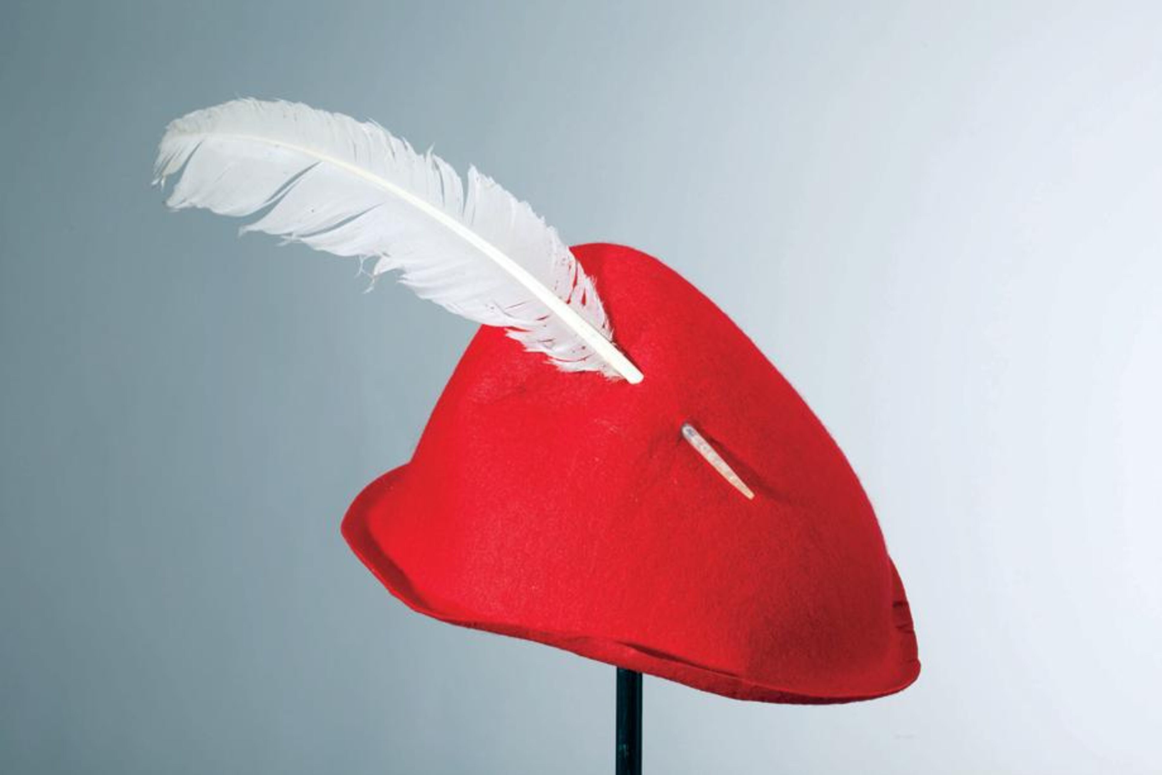 This Robin Hood-style cap is similar to the one sported by the title character in Dr. Seuss's second book, "The 500 Hats of Bartholomew Cubbins." It's included in the national touring exhibition "Hats Off to Dr. Seuss!" at the Ann Jackson Gallery in Roswell from Jan. 31-Feb. 16.