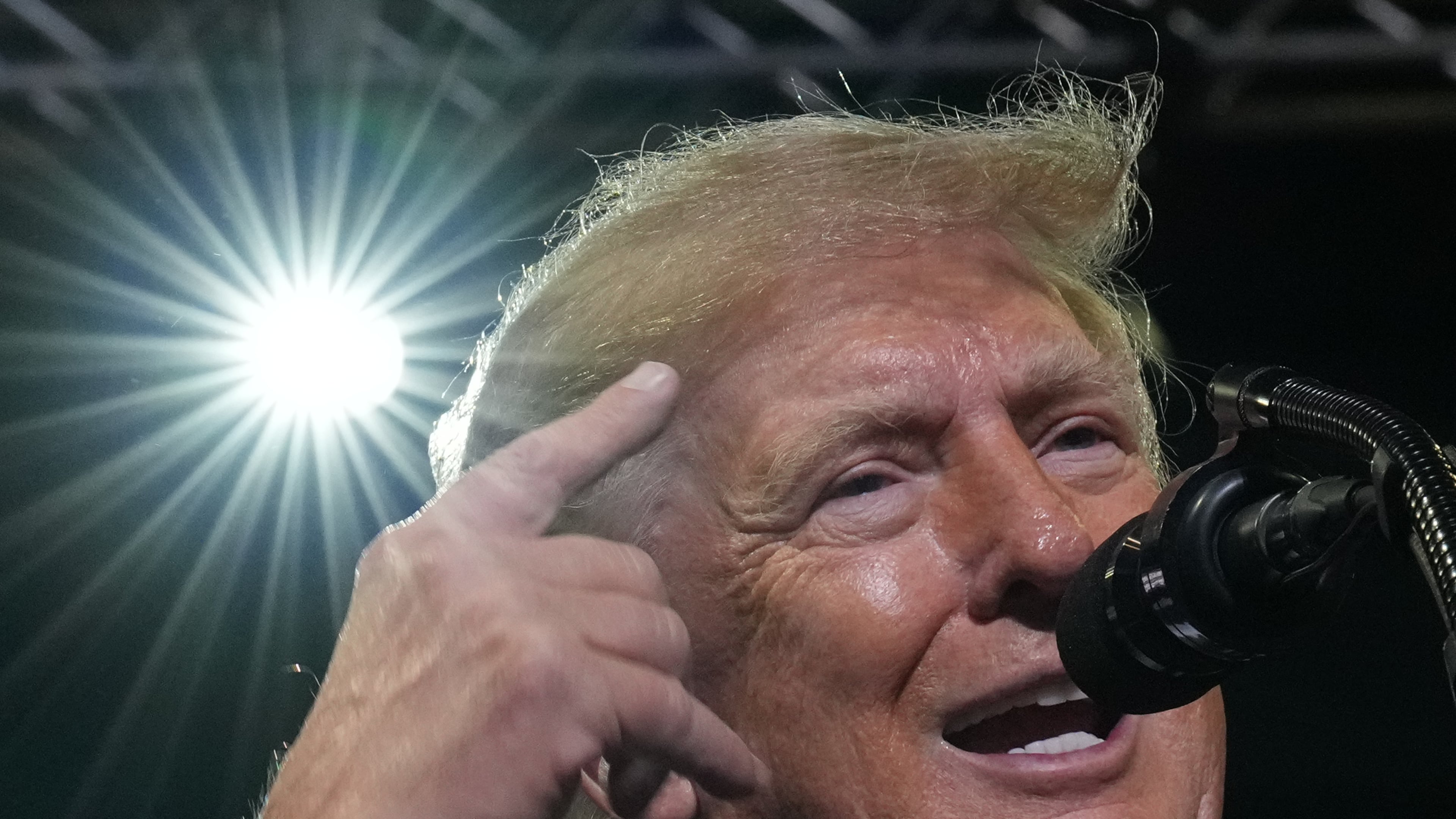 President Donald Trump speaks at a campaign rally at the Covelli Centre, in Youngstown, Ohio, Monday, Oct. 12, 2026. (AP Photo/Jacquelyn Martin)