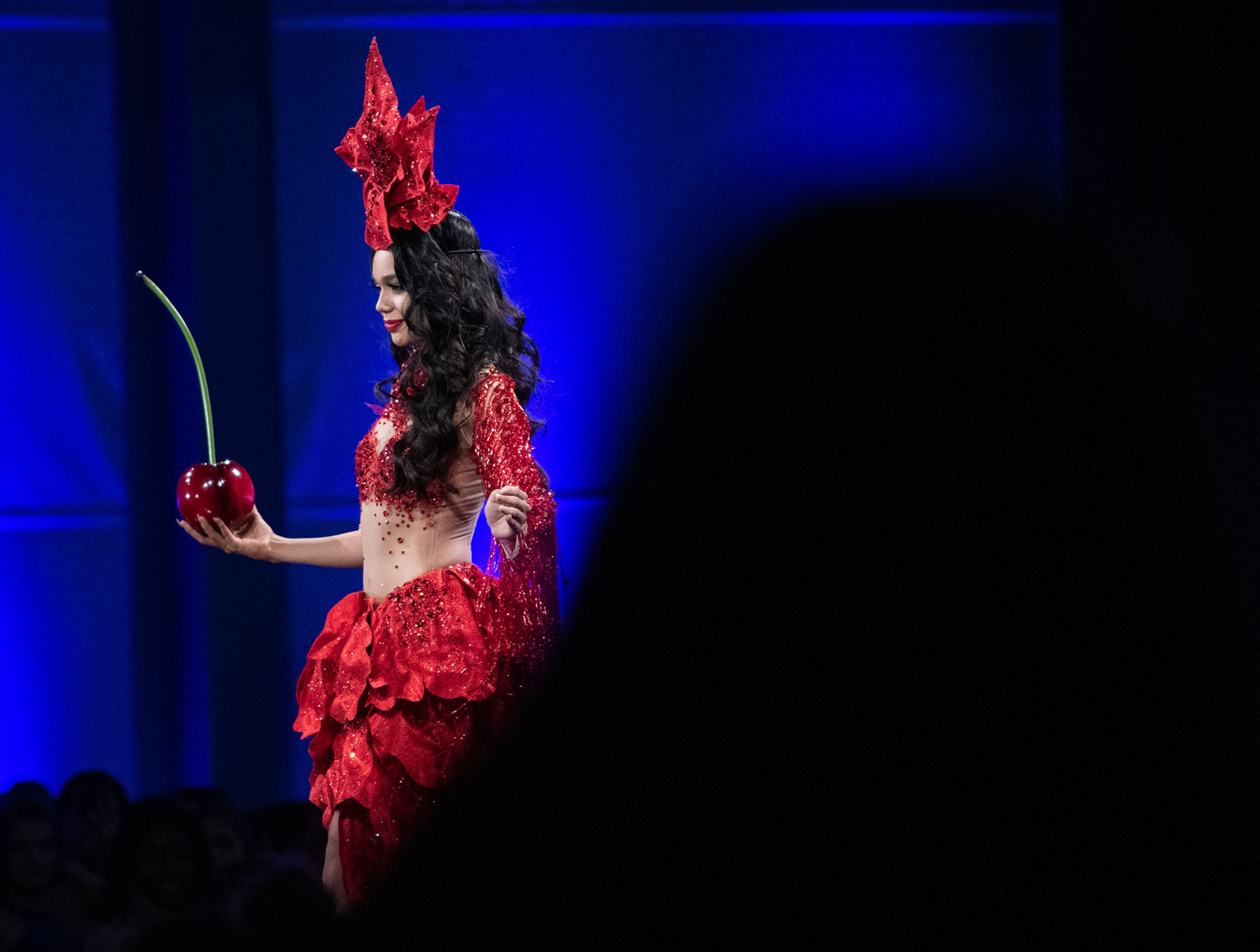 120619 ATLANTAâ Miss Chile Geraldine Gonzalez showcases her costume that represents her country at the Miss Universe Pageant National Costume Show in Atlanta, Ga Friday, Dec. 6, 2019.
PHOTO BY ELISSA BENZIE