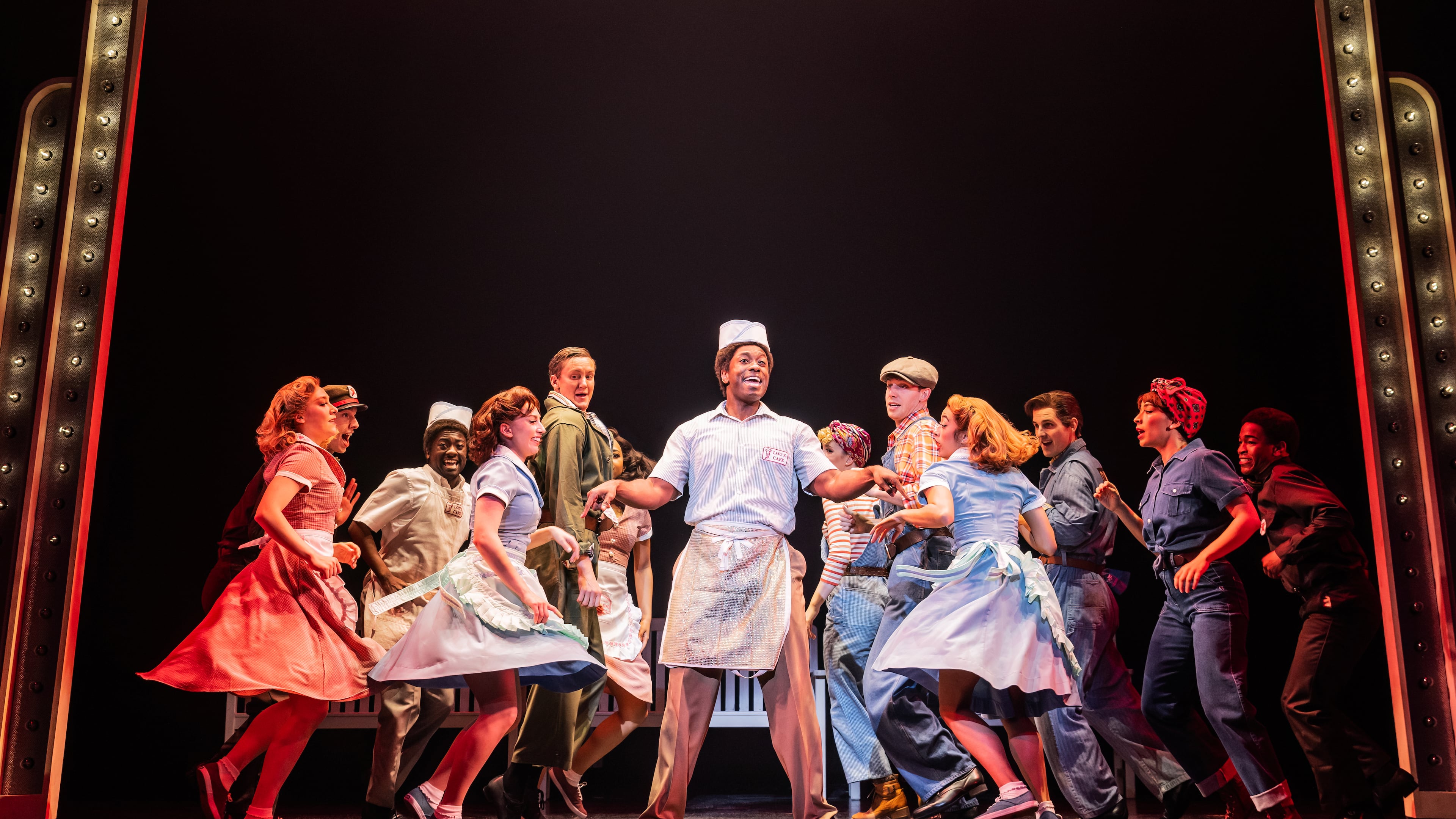 Cartreze Tucker (center) grew up in Fulton County and attended South Paulding High School. He is now on national tour with the Broadway production of "Back to the Future: The Musical," coming to Atlanta's Fox Theatre Sept. 23-28. (Courtesy of Evan Zimmerman)