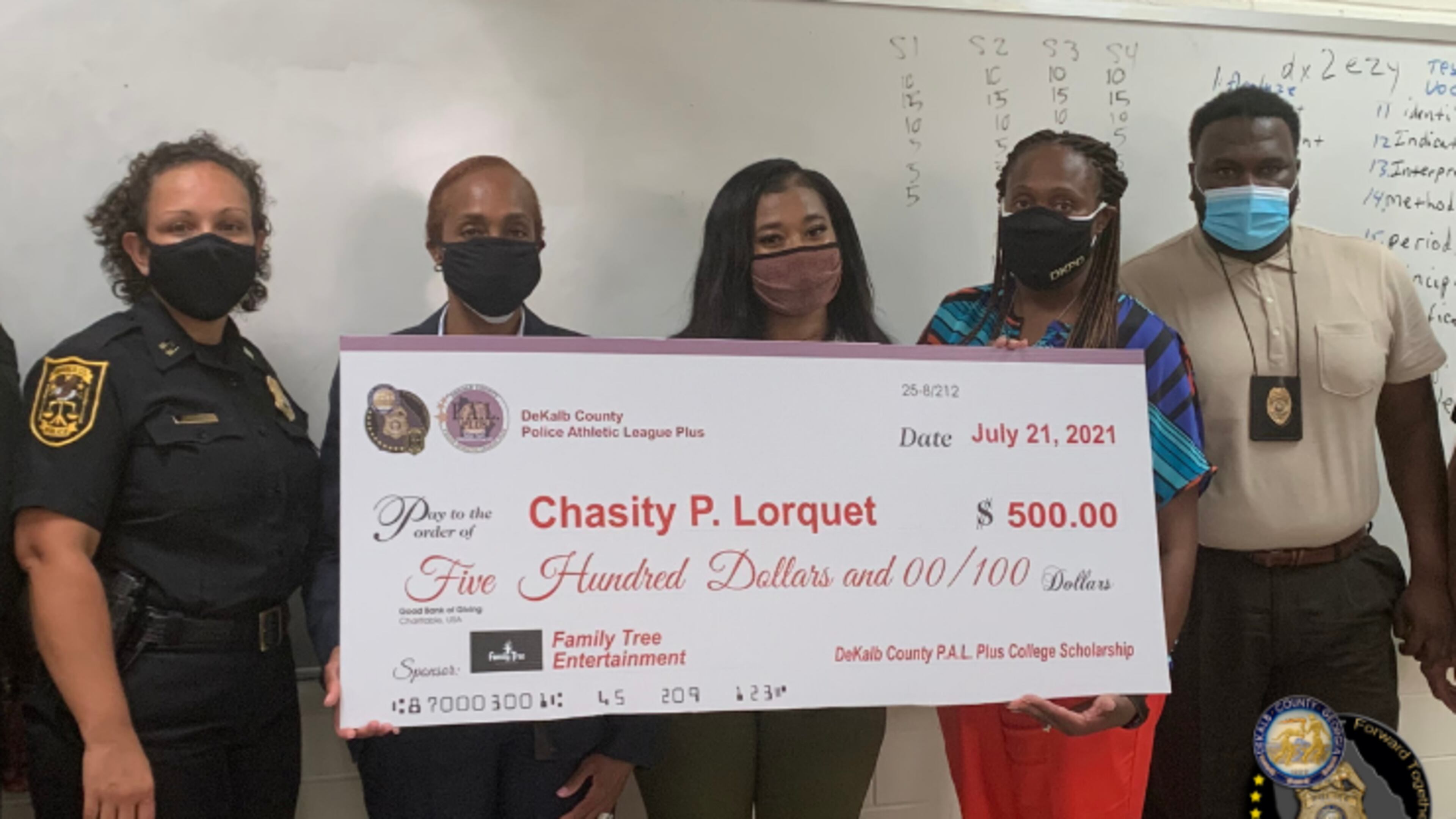 Chasity Lorquet received a $500 scholarship to help her attend Georgia Gwinnett College.