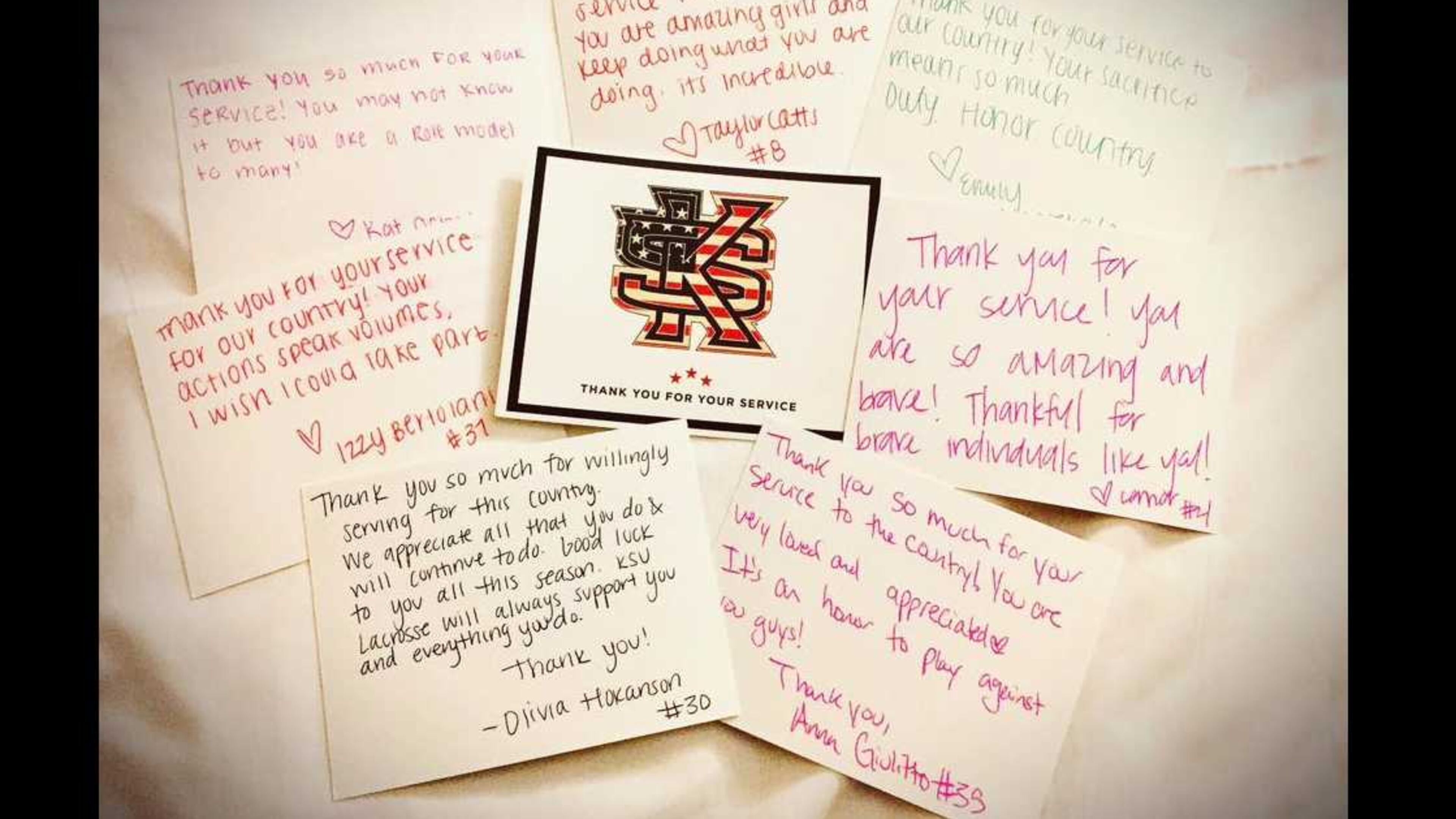 After beating them in a Tuesday game, the women's lacrosse team at Kennesaw State University presented the Army team with personalized notes thanking them for their service.