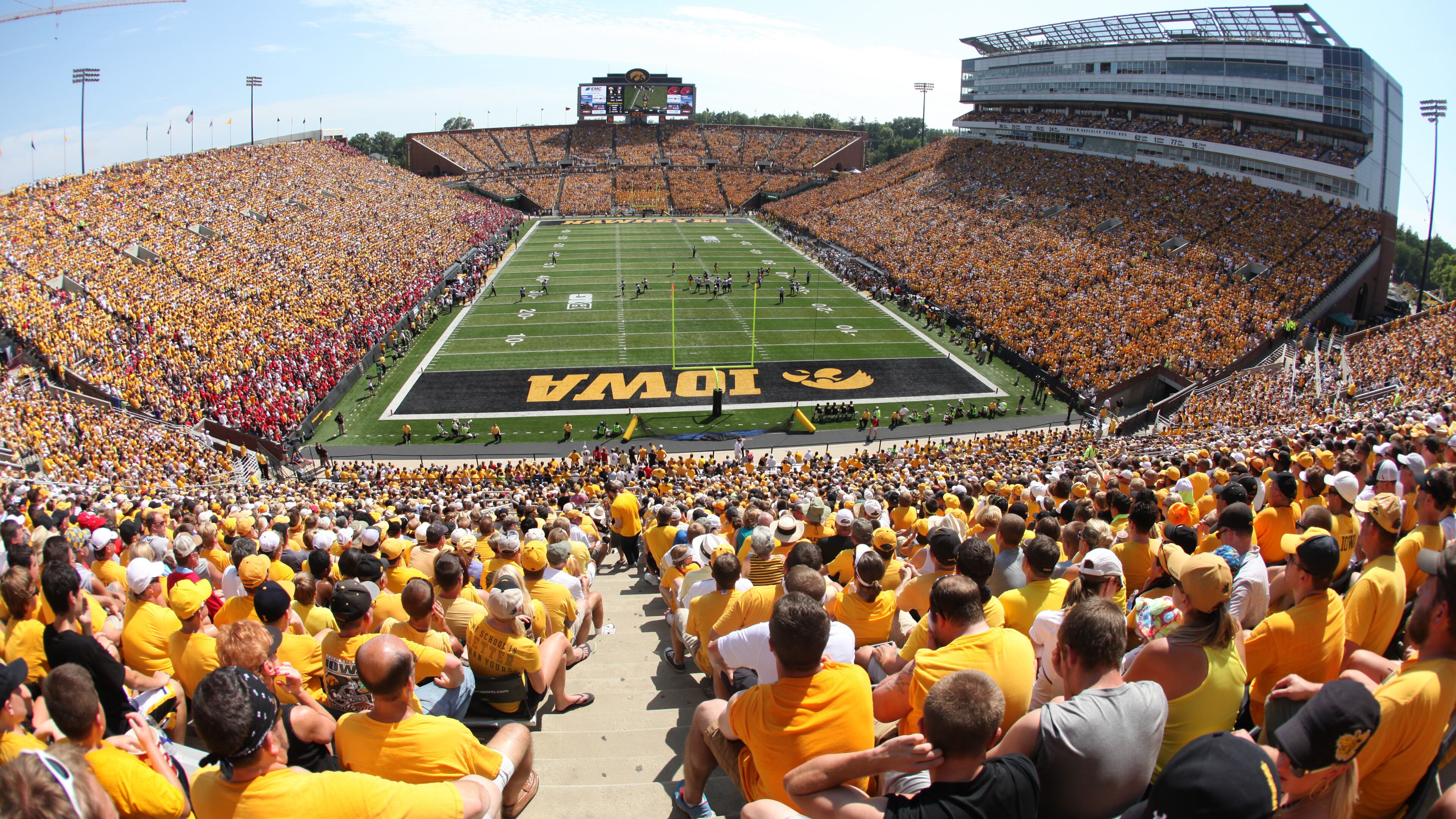 IOWA CITY, IOWA- AUGUST 31: General view as fans settle in to watch the match-up between the Iowa Hawkeyes and the Northern Illinois Huskies during the first quarter on August 31, 2013 at Kinnick Stadium in Iowa City, Iowa. Northern Illinois won 30-27. (Photo by Matthew Holst/Getty Images)
