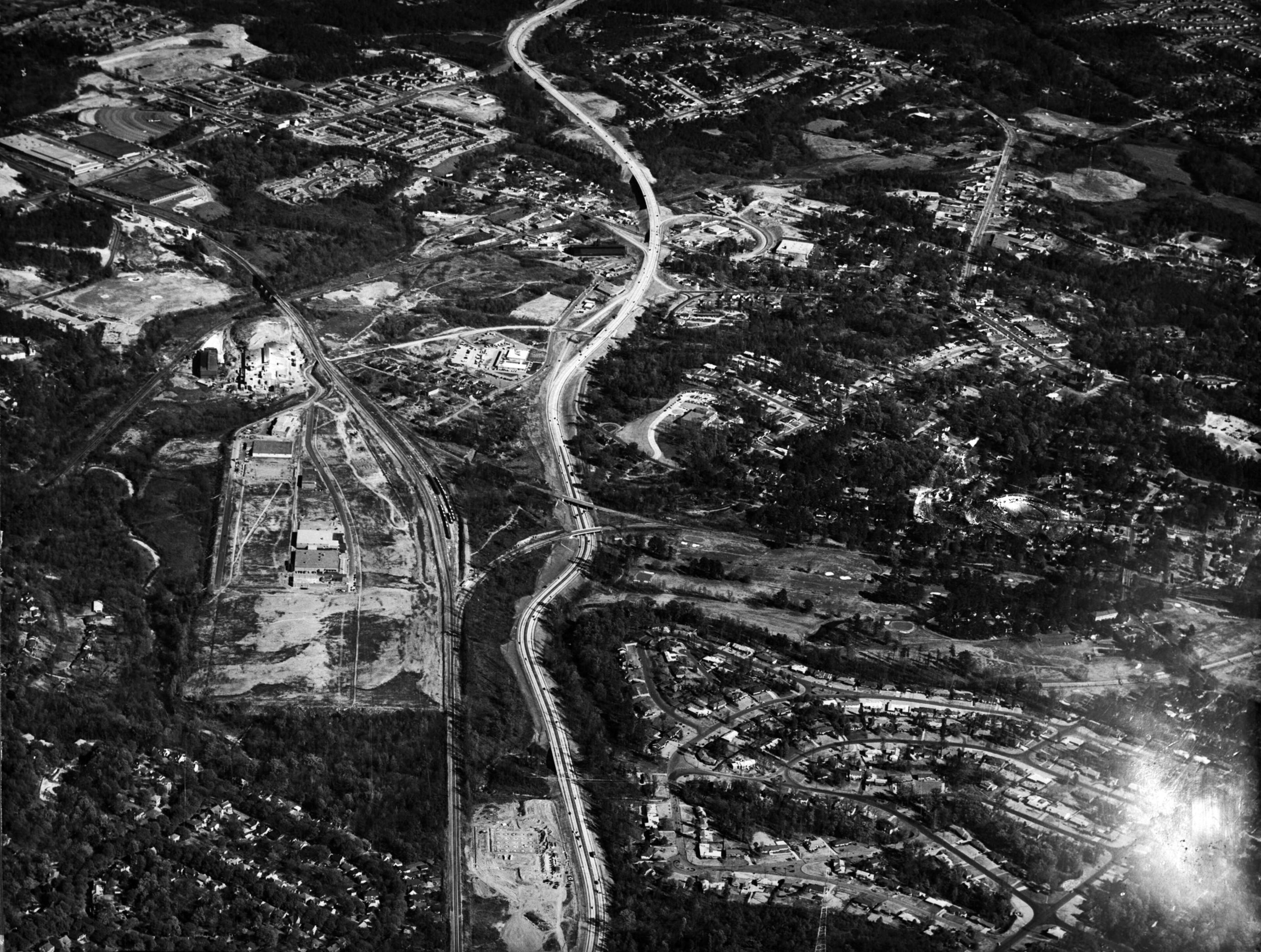 Aerial view of the Expressway, northeast section, from Peachtree Street in 1958.