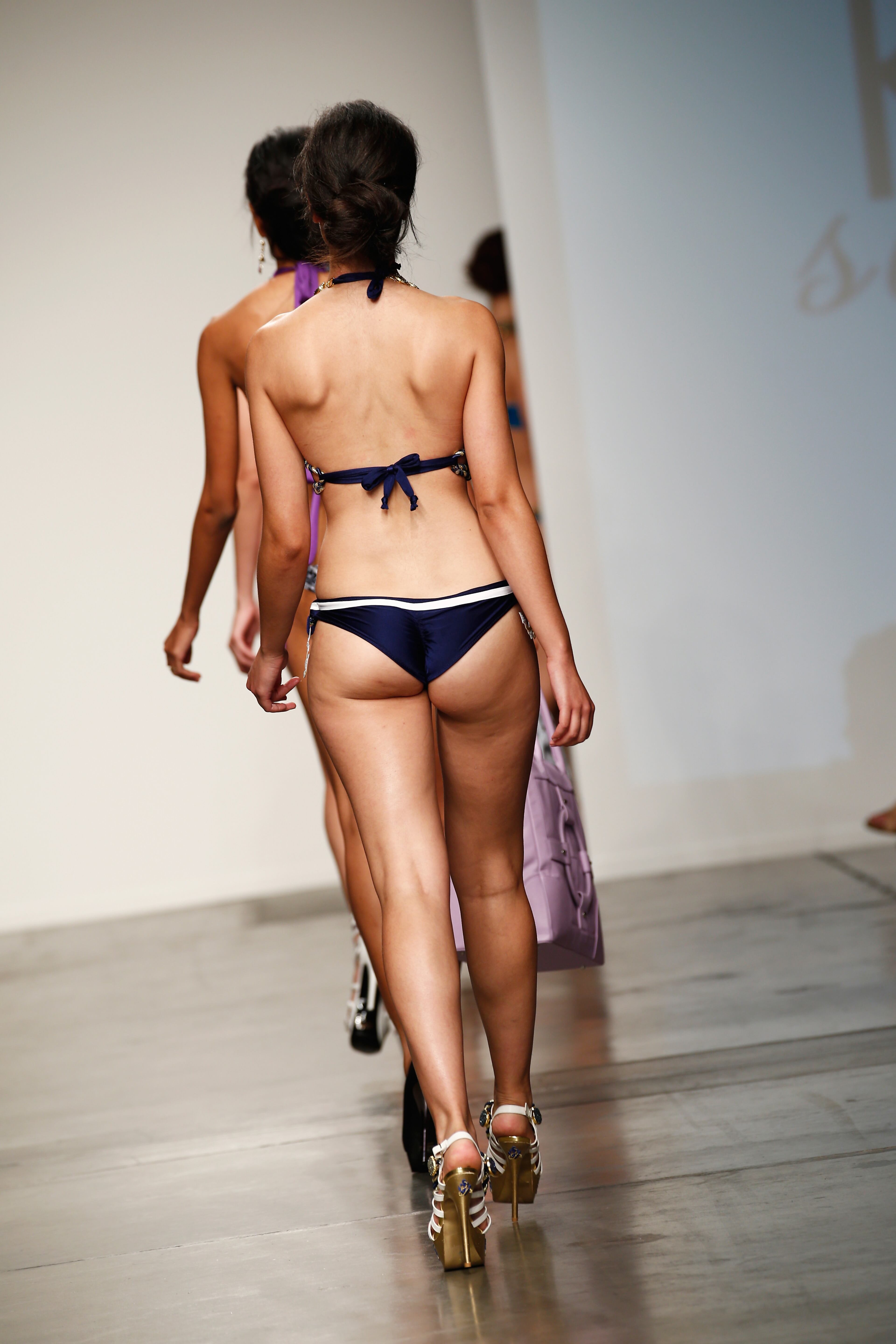 A model walks the runway at the Karo Swimwear show during Nolcha Fashion Week New York Spring/Summer 2014 presented by RUSK at Pier 59 Studios on Sept. 11, 2013, in New York City.
