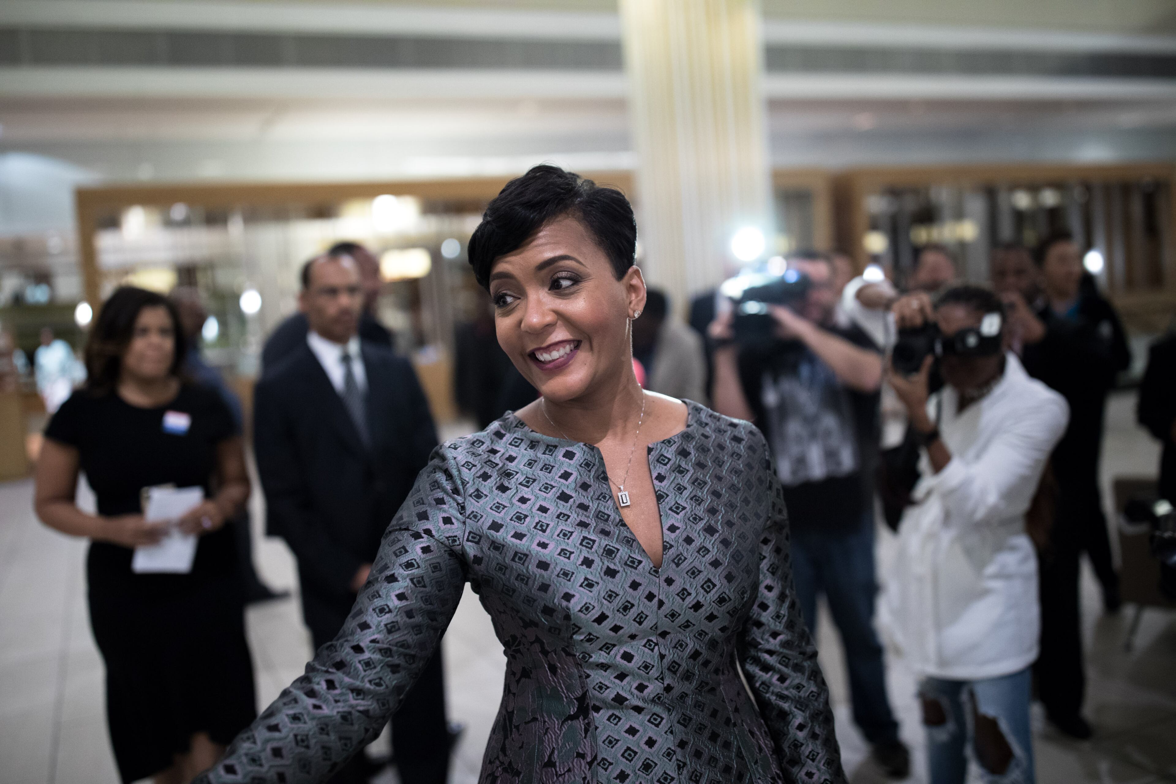 Atlanta mayoral candidate Keisha Lance Bottoms, who is running against mayoral candidate Mary Norwood, arrives for a runoff election night party at the Hyatt Regency Hotel, Tuesday, Dec. 5, 2017, in Atlanta. BRANDEN CAMP/SPECIAL