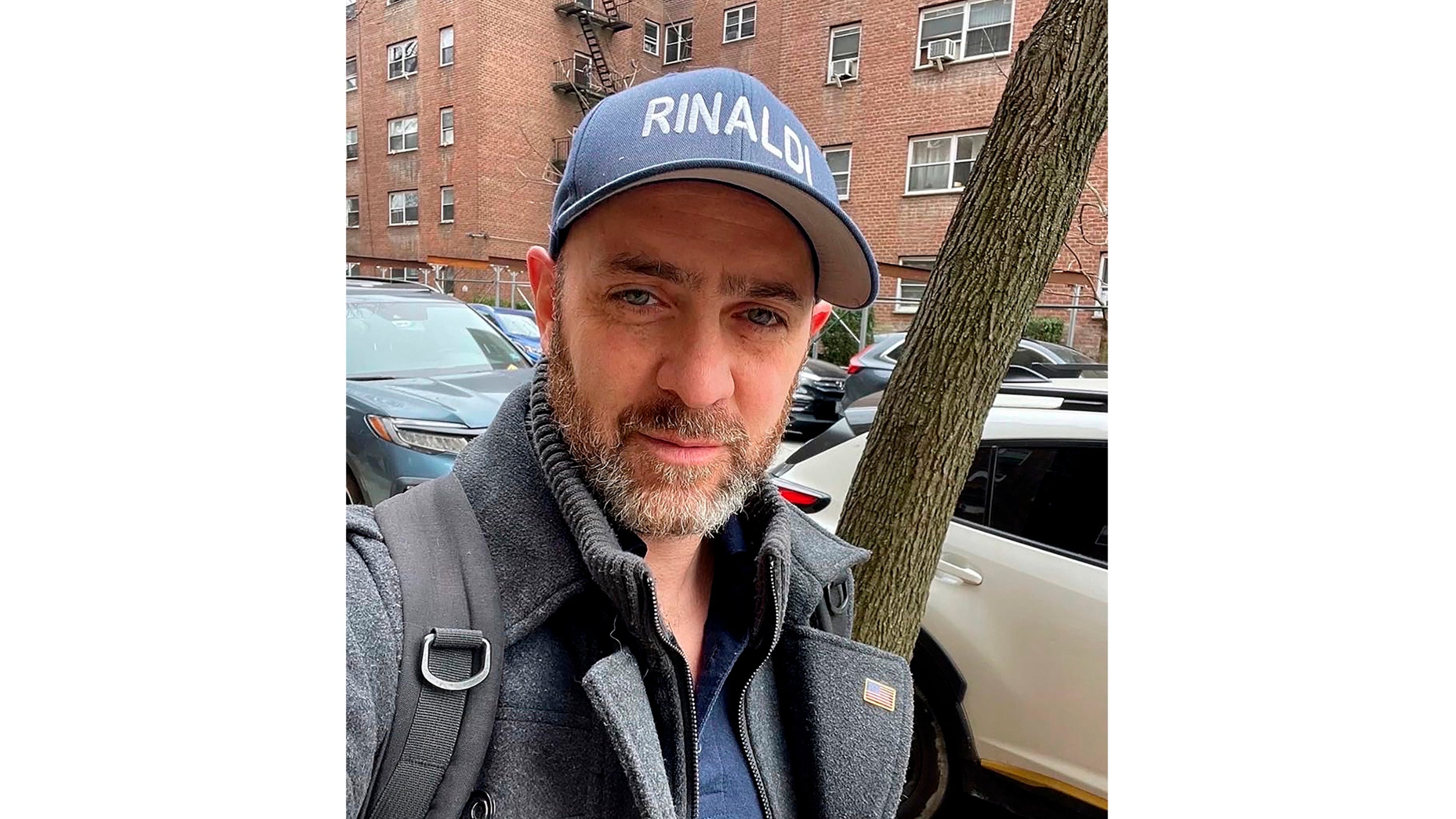 Jonathan Rinaldi poses for a self-portrait in this 2025 photo outside his home in the Queens borough of New York. (Jonathan Rinaldi via AP)
