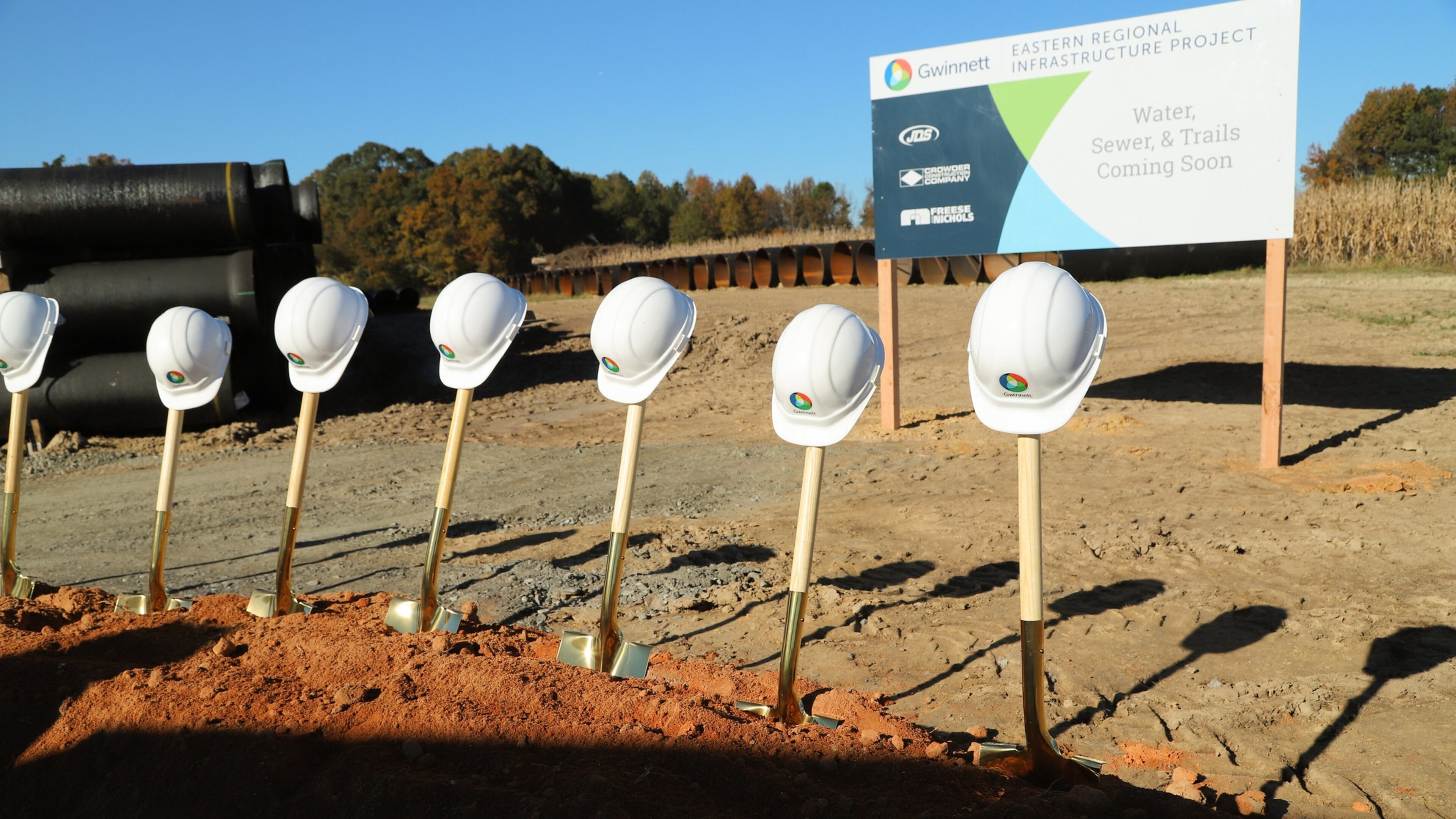 Gwinnett County broke ground on its Eastern Regional Infrastructure project earlier this month. The project will add new trails and expand water and sewer services near Dacula. (Courtesy of Gwinnett County)