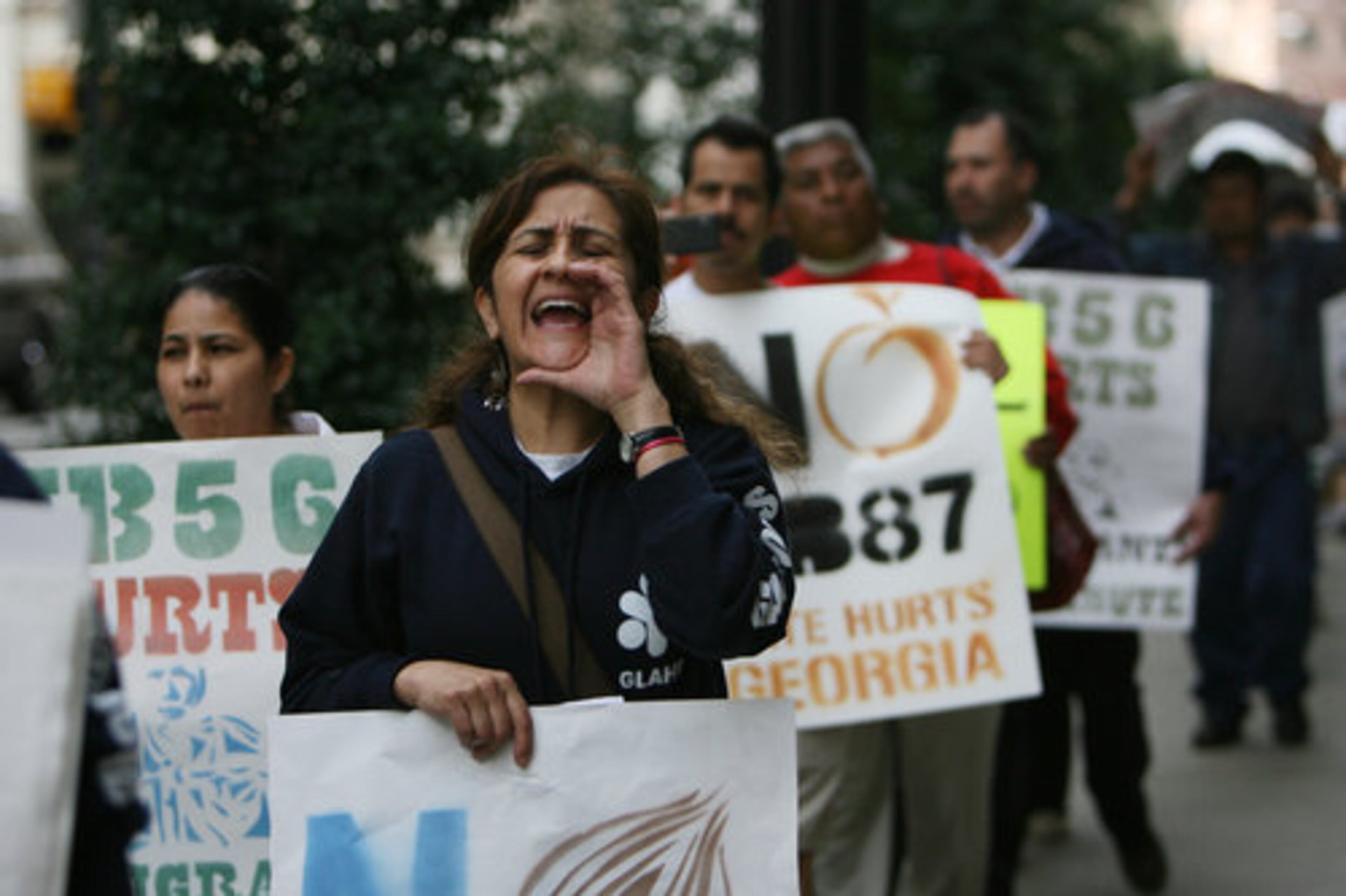 Adelina Nicholls, director of Georgia Latino Alliance for Human Rights, demonstrated to stop immigration laws that were approved last year in Atlanta.