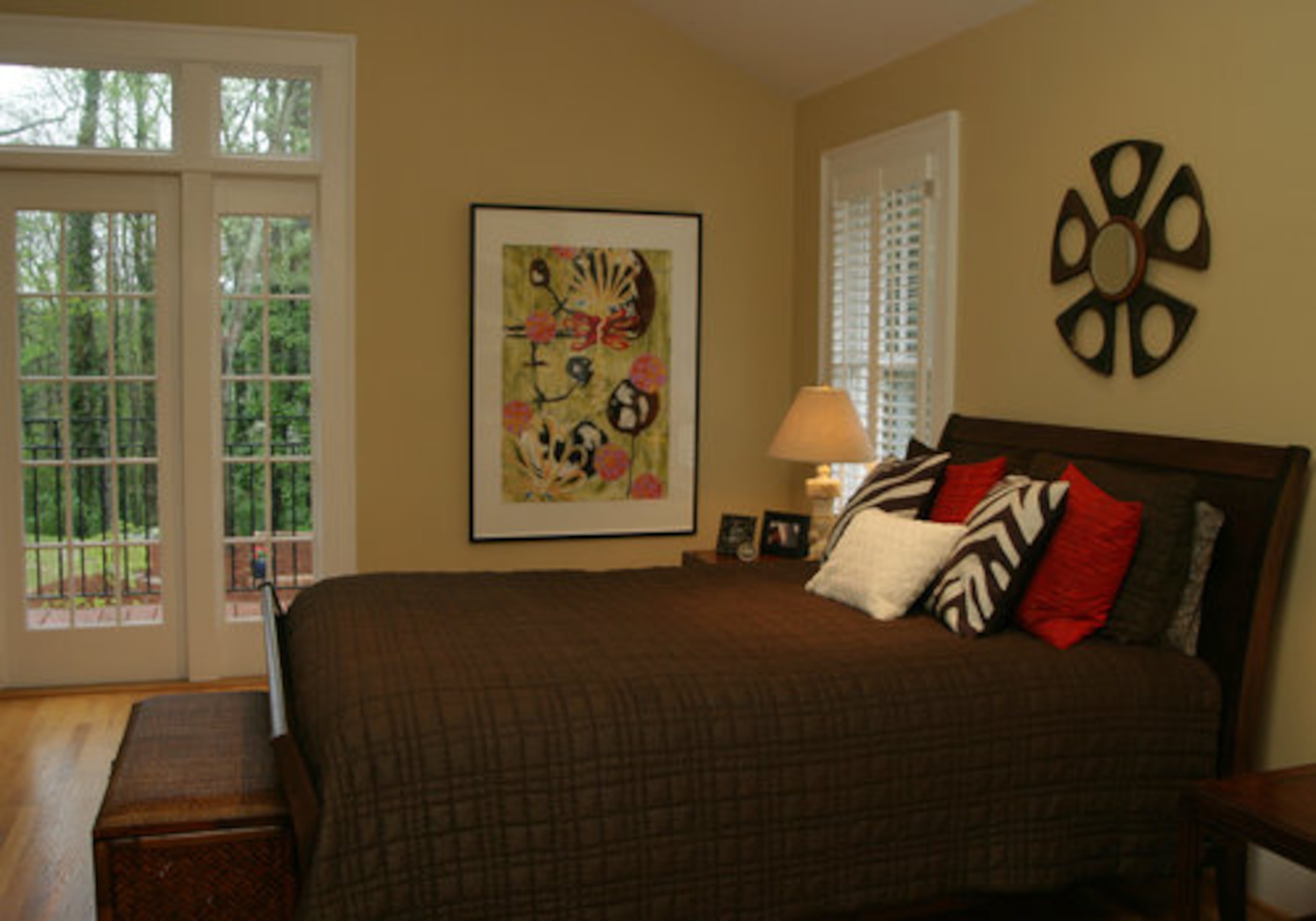 The master bedroom was among the new additions to the home. Cannon isn't a fan of curtains, thus this space gets plenty of morning light.